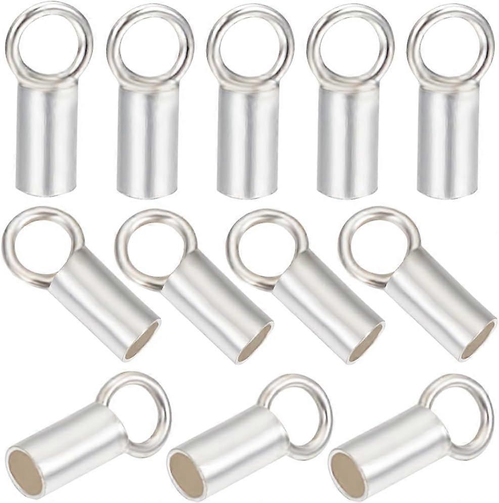 20Pcs Leather Cord Ends Sterling Silver Plated Column End Caps 1.5mm Cord Terminators End Caps