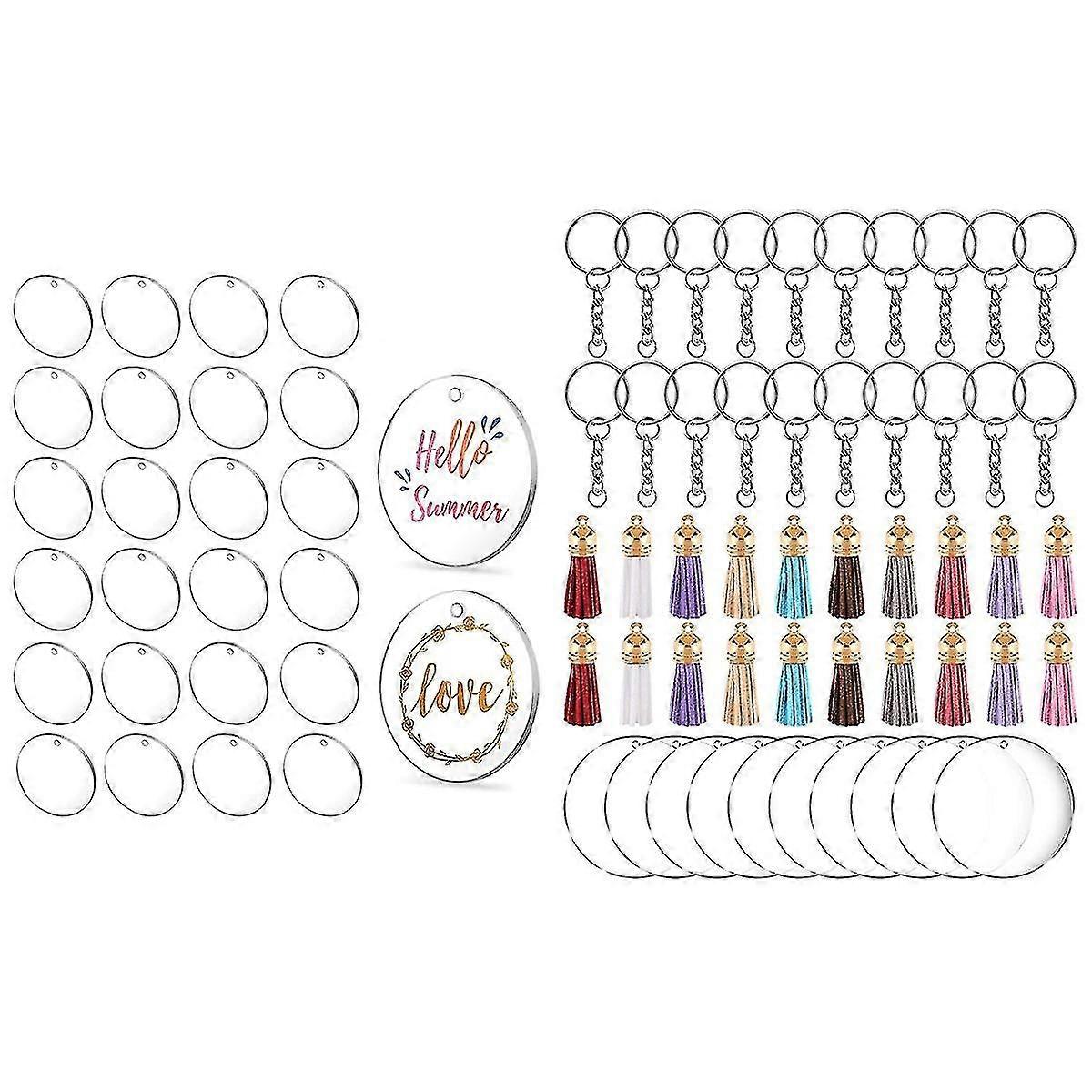 50pcs Clear Acrylic Blanks Keychain Bulk For Diy Keychain,crafting