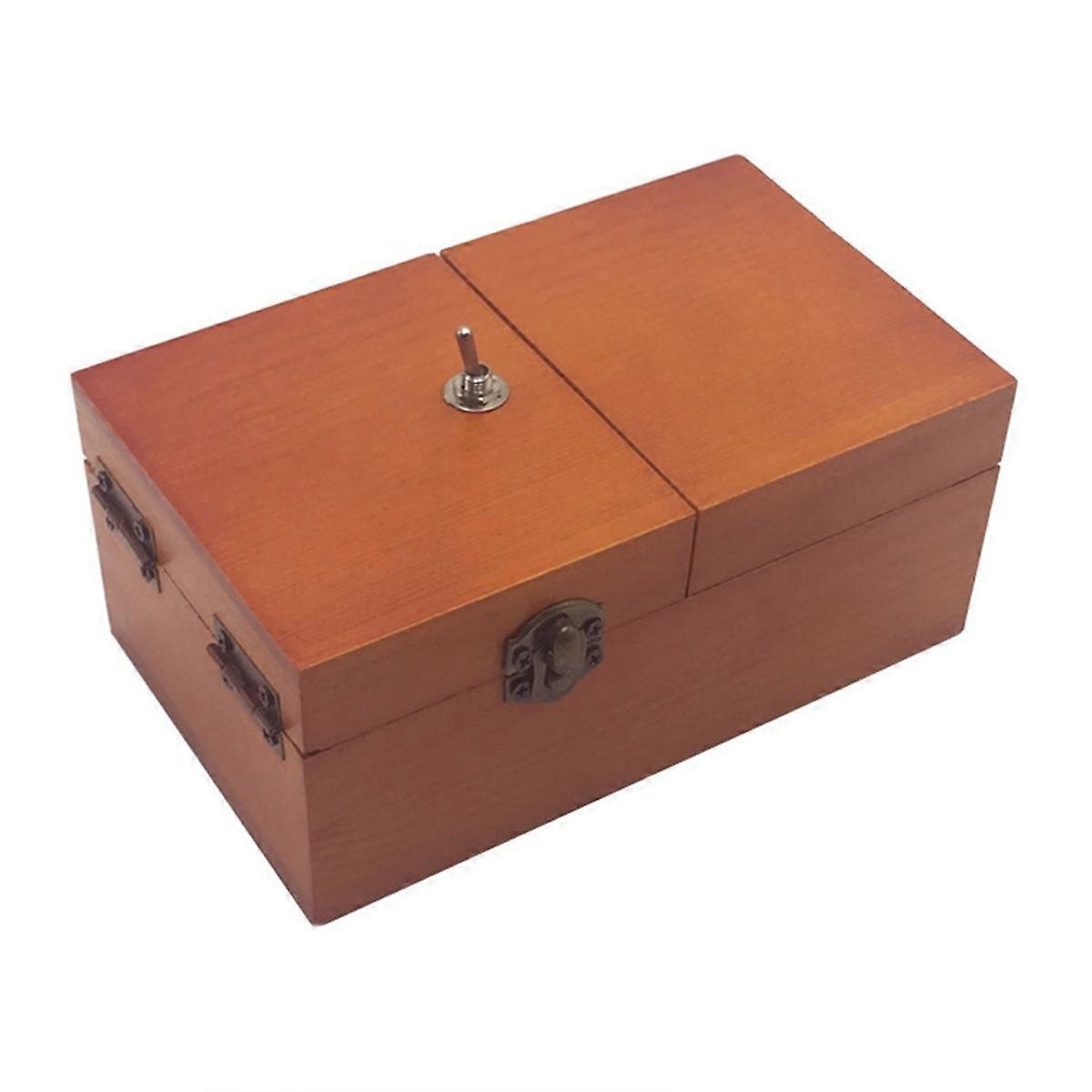 B Useless Box with Surprises Wooden Useless Box Fully Assembled Toy for Adults and Children Dark Wo