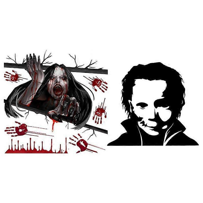 Wall Window Door Floor Self-adhesive Decal Halloween Pumpkin Stickers Horror Character Decal Waterproof Ghost Toilet Sticker