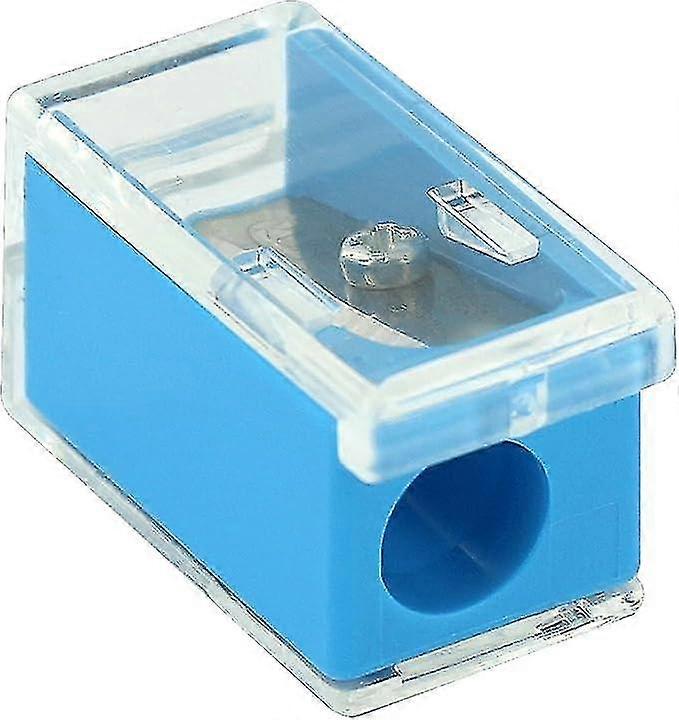 (blue) One Hole Mini Plastic Pencil Sharpener With Sawdust Box Cover