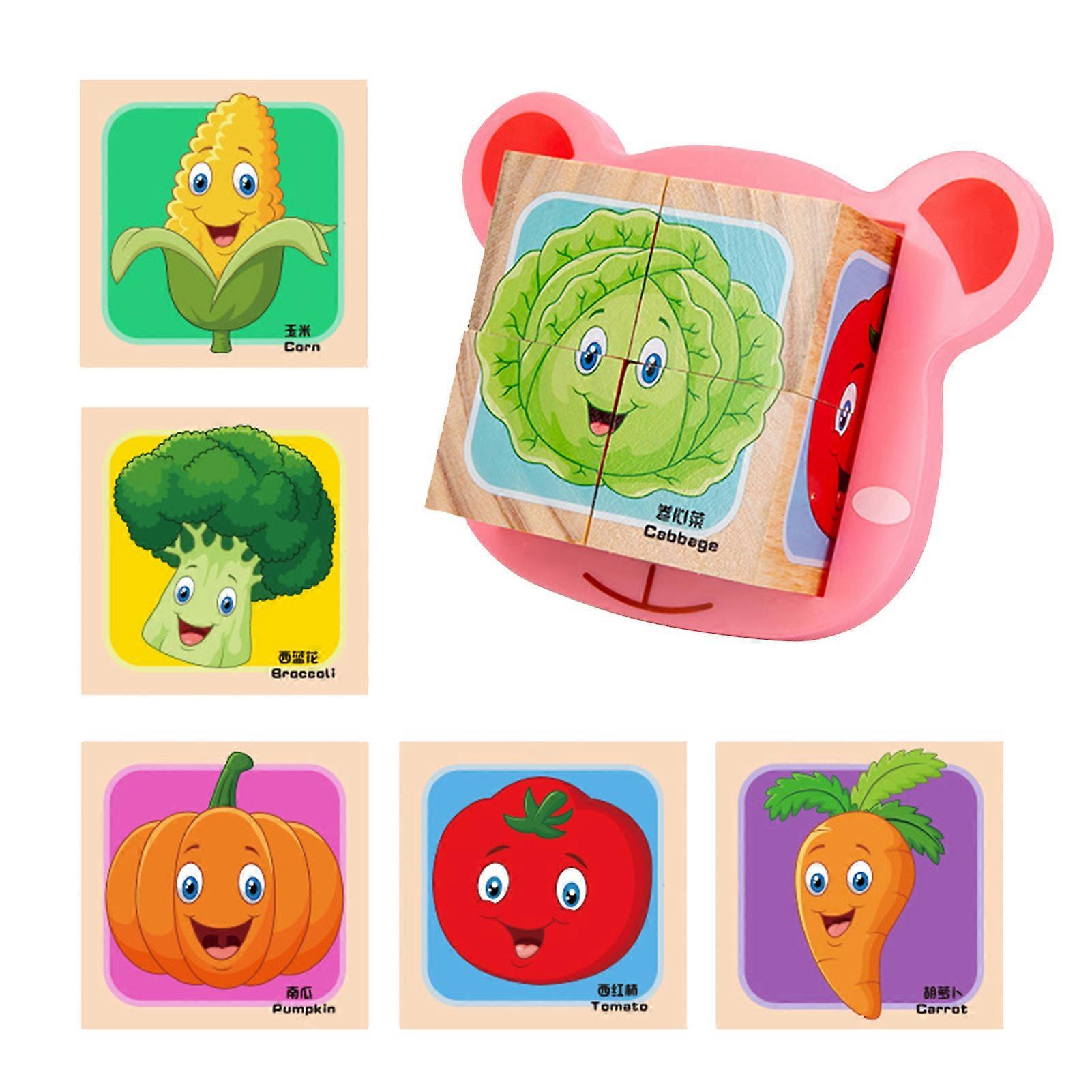 Hexahedral Building Block Toy 5 Theme Choose Fruit Animal Gift for Children Kids Baby