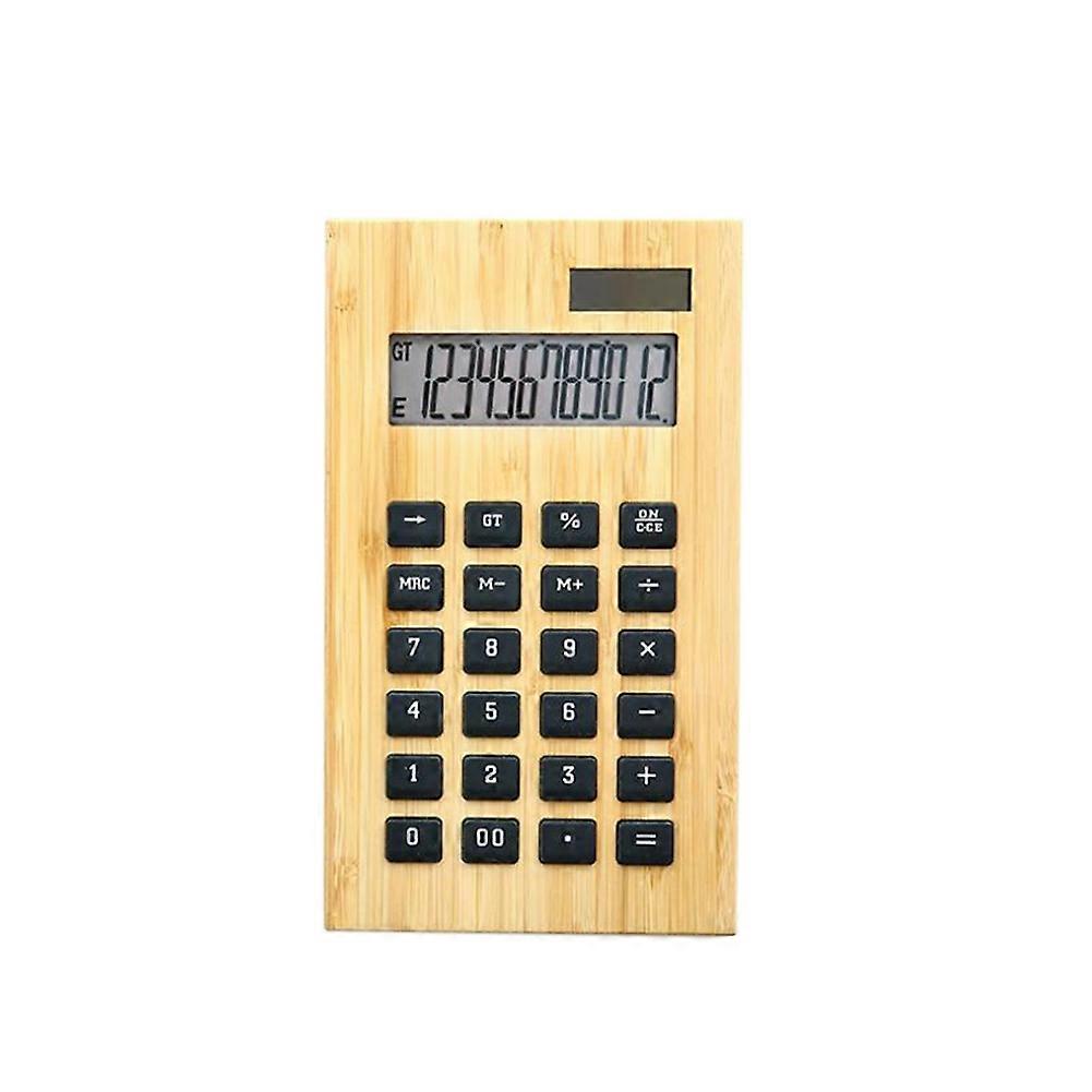 Bamboo Office Calculator 12 Digit LCD Display School Special Gift Calculate Commercial Solar Powere