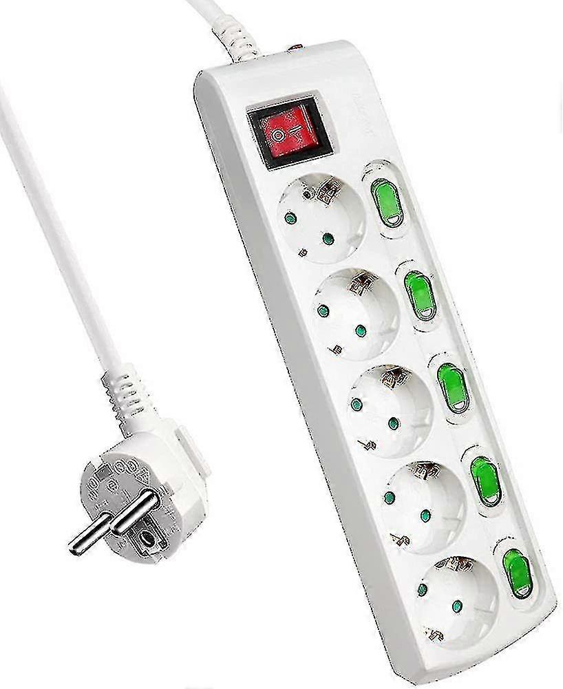 5-way Socket Strip With Single Switch And Child Safety Device, 16a / 230v Max.