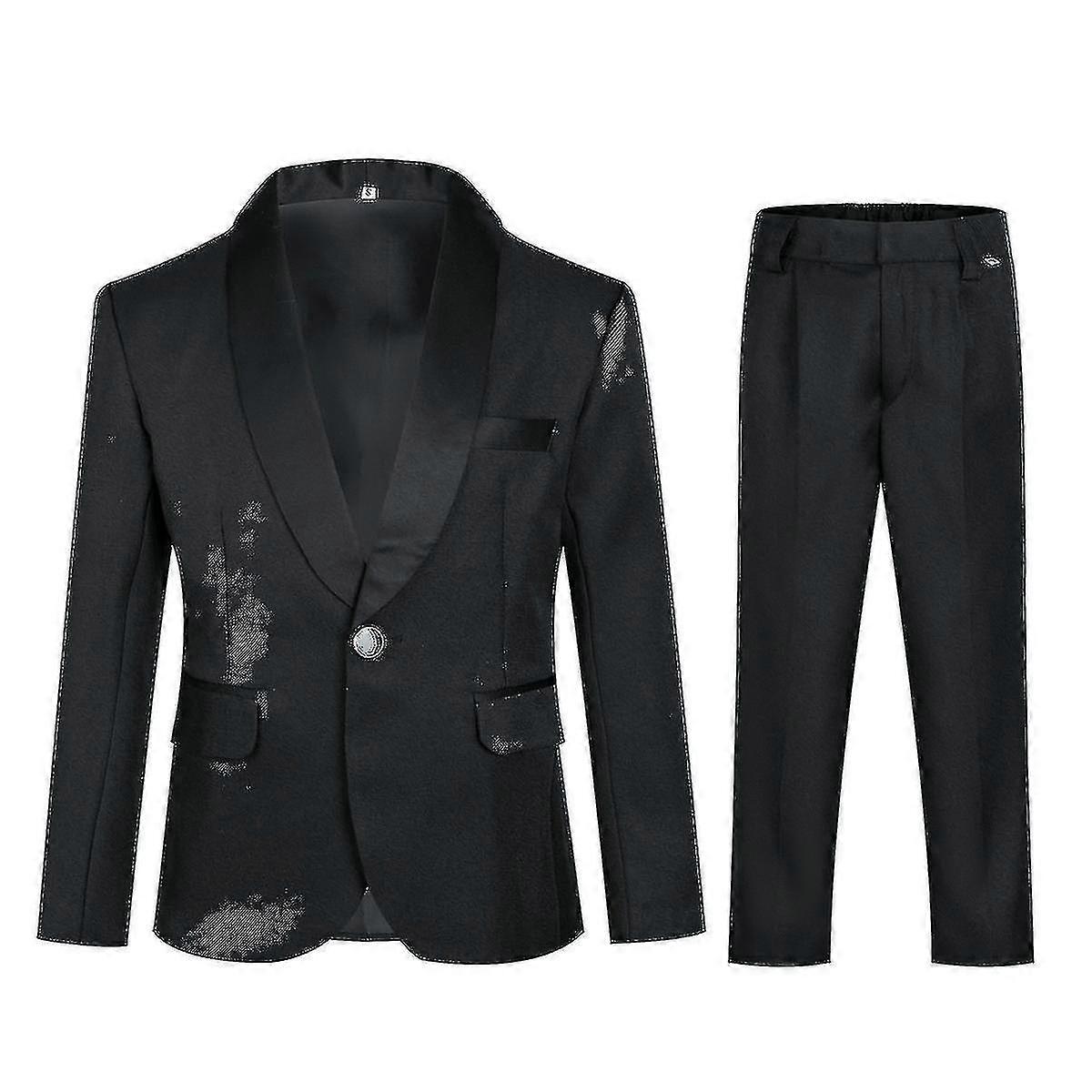 Boys Pure Color Elegant Two-piece Suit, Single-breasted One-button Blazer And Pants
