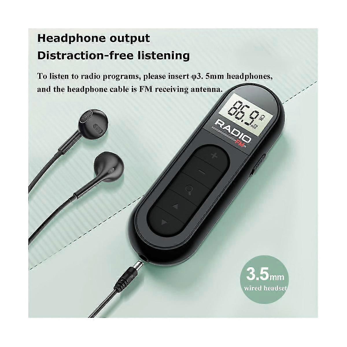 Radio Portatile Mini Pocket FM AM Grande Schermo LCD Ricevore Digale Ad Alta Sensibil&agrave; Modal&agrave; Sportiva Con Funzione Di Conteggio Dei Passi