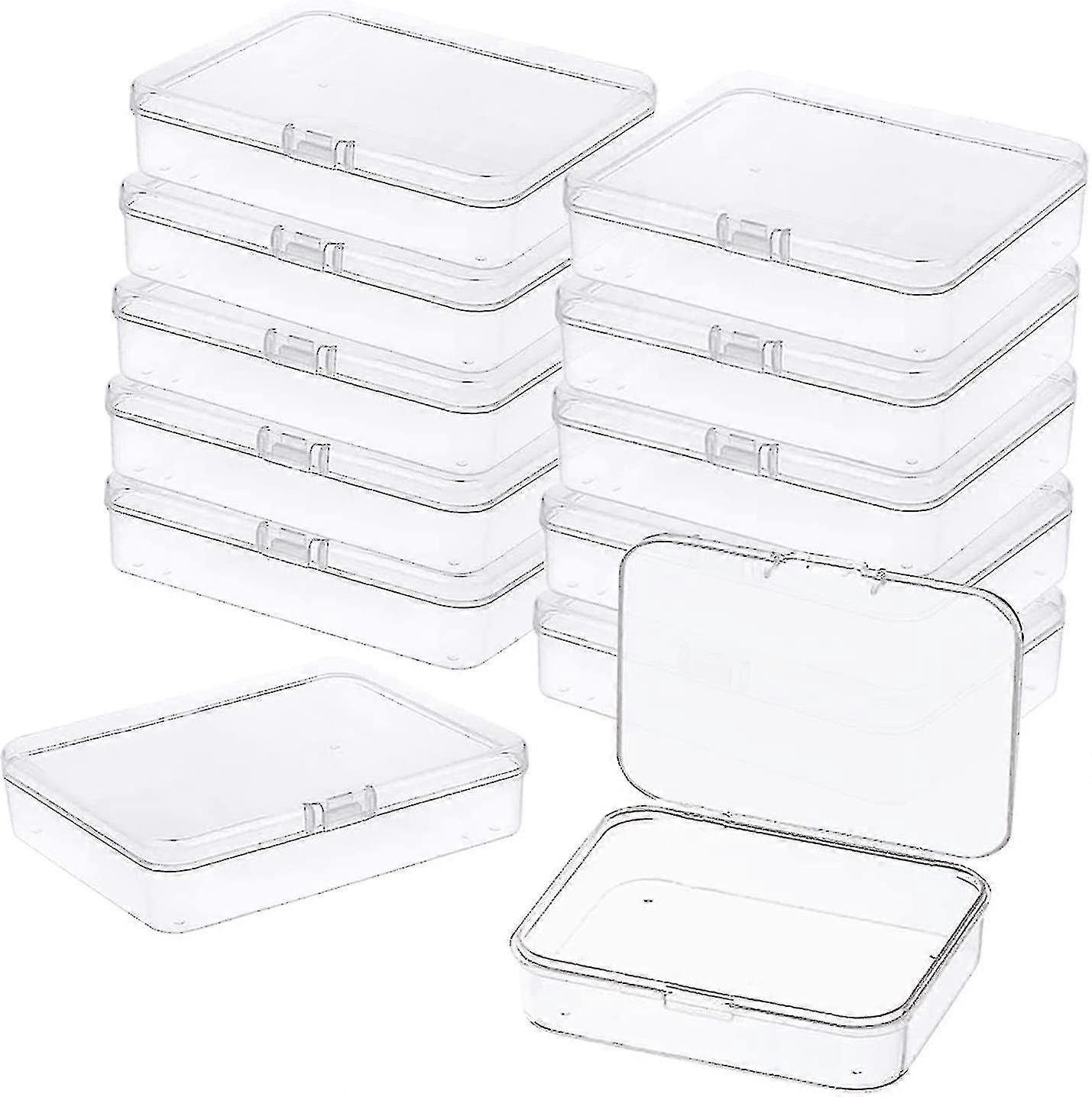 12pcs Mini Plastic Storage Containers Box With Lid, 3.5x2.4 Inches Clear Rectangle Box For Collecting Small Items, Beads, Game Pieces, Business Cards