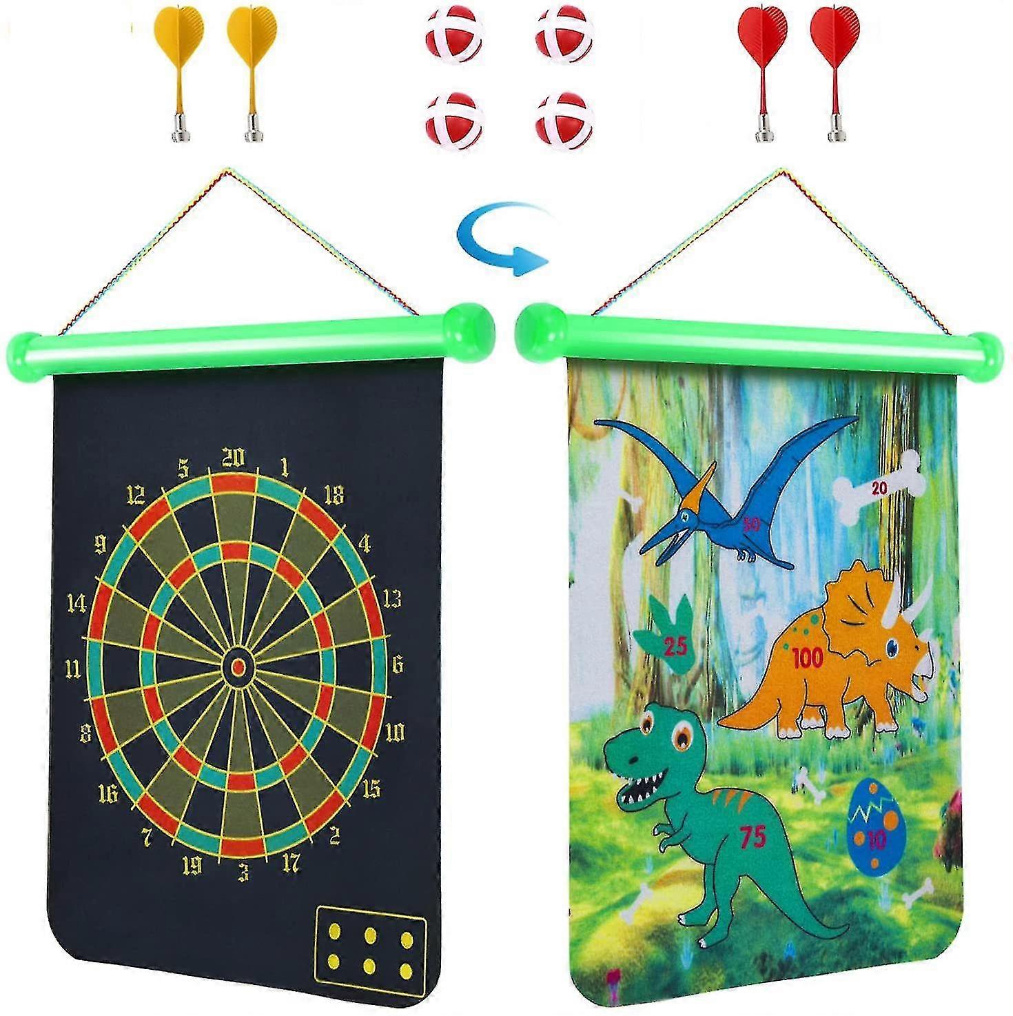 Dhrs Magnetic Dart Board, Double-sided Safe Dart Board Set With 4 Magnetic Darts And 4 Sti