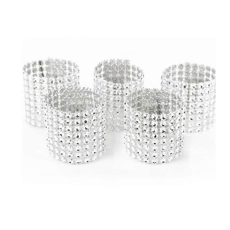 Bling Napkin Rings, Rhinestone Silver