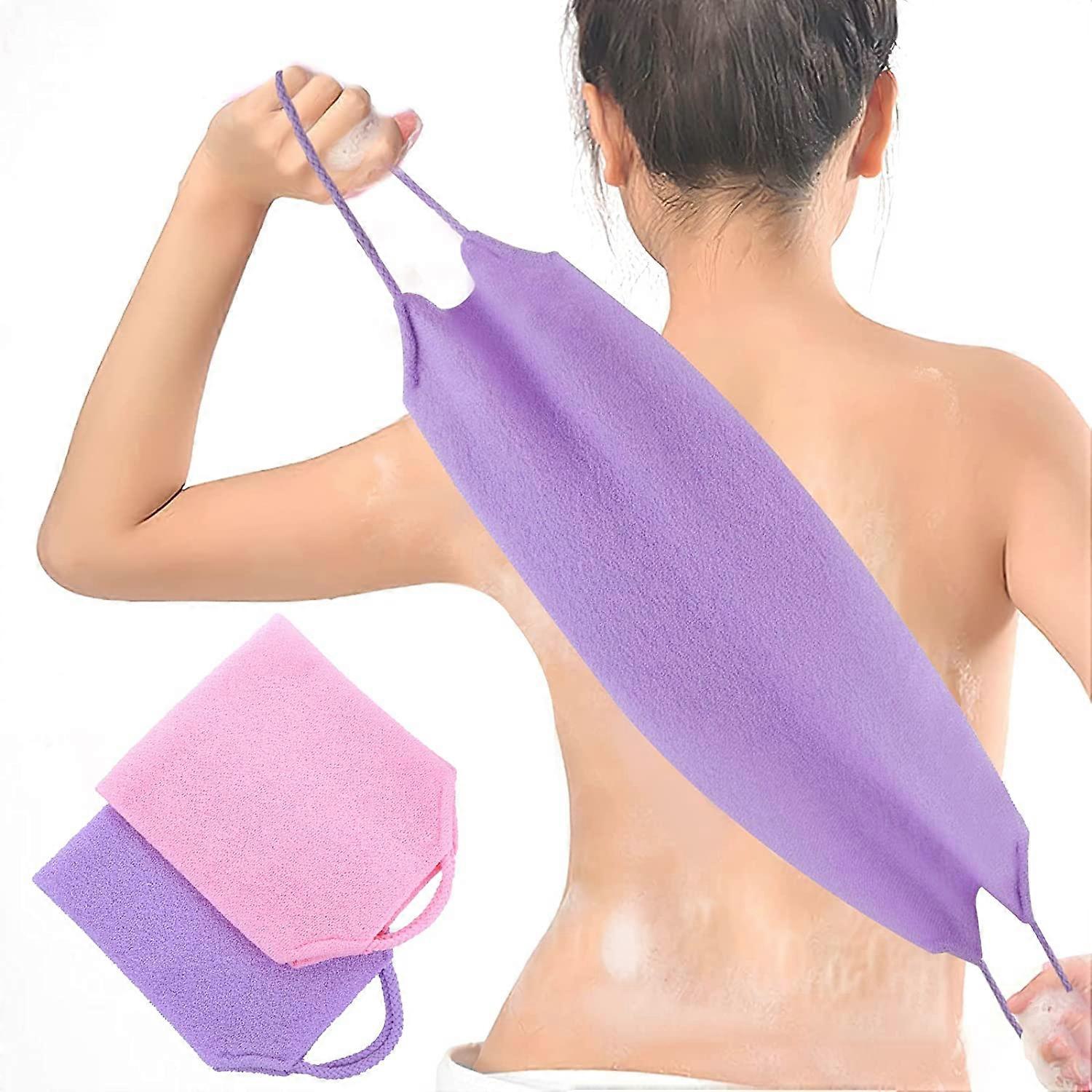 2 Pieces Back Scrubber Sponge for Bath and Shower with Back Strap for Men a