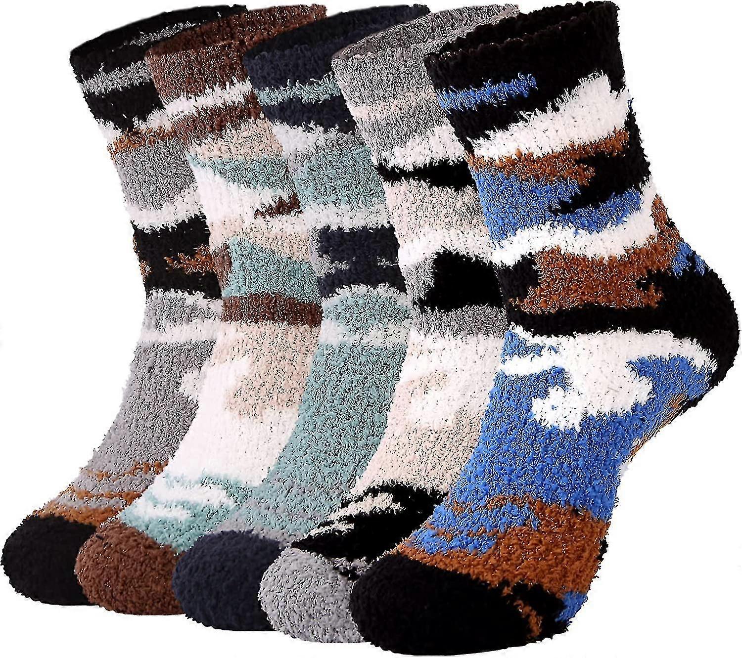 Mens Fluffy Socks Slipper With Grips Warm Fleece Lined Non Slip Soles Thick Cozy Fuzzy Christmas Winter Socks