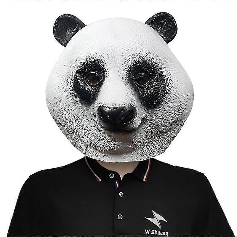 Panda Kopf Maske, Halloween Kostüm Party Latex Tierkopf Maske für Erwachsene Weiß