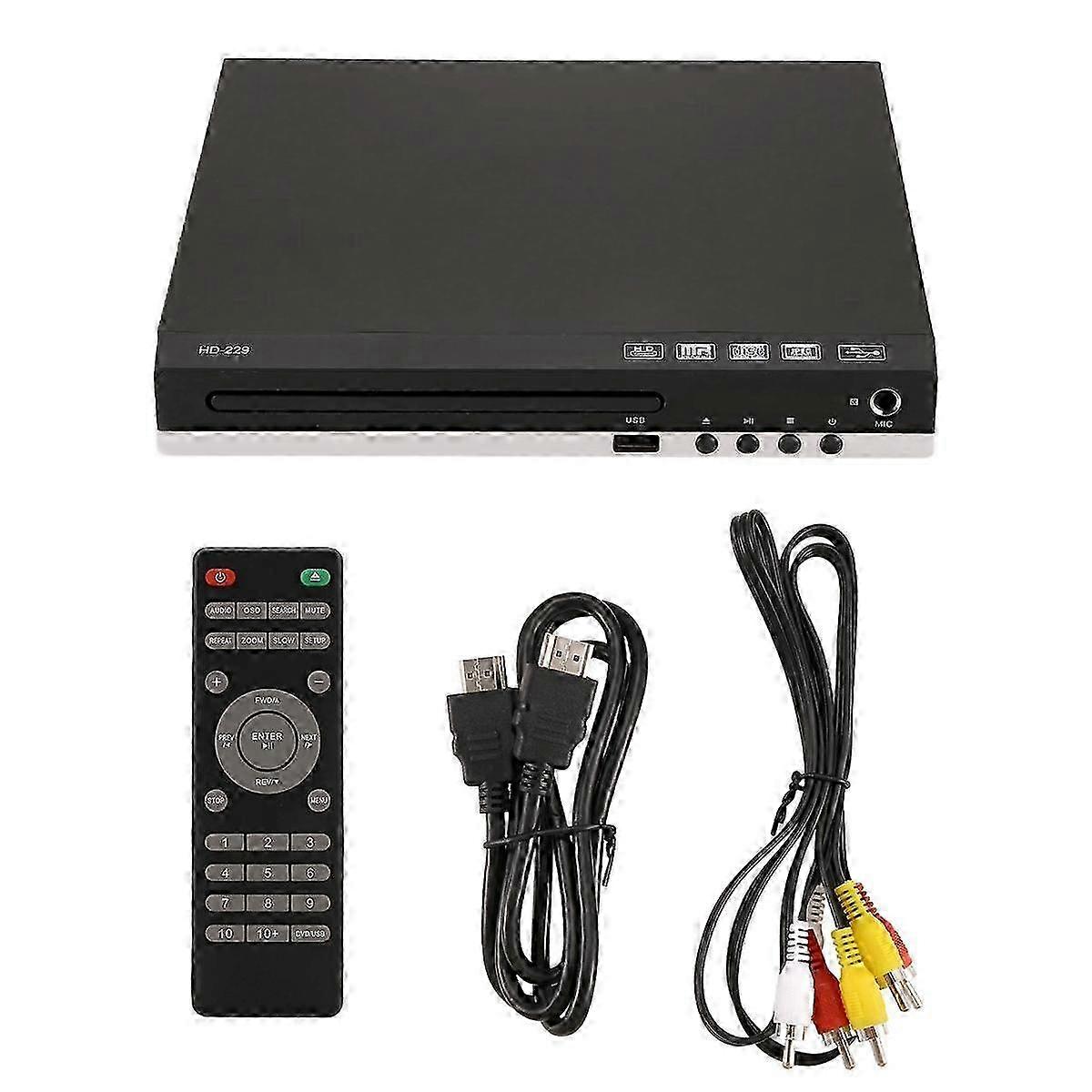 HD 1080p CD/EVD/VCD DVD Player Outputs Home Digital Media Player with USB and Microphone Ports UK PLUG