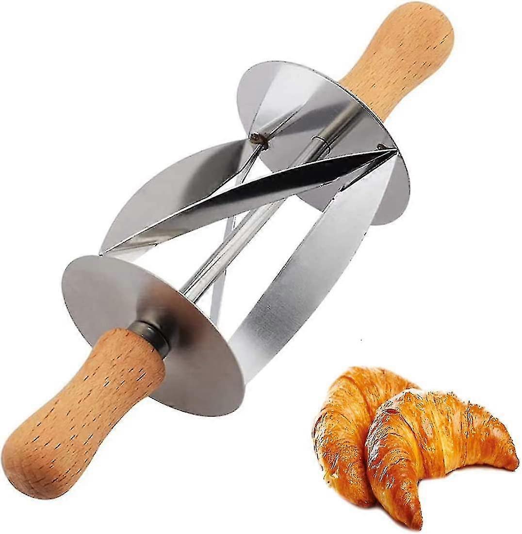 Croissant Cutter Roller - Stainless Steel, Multi-function Pastry Dough Roller