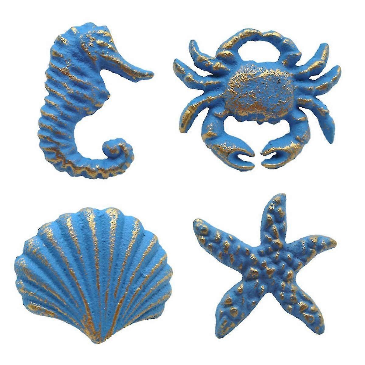 4pcs Retro Marine Style Cast Iron Drawer Handle-kitchen Cabinet Wardrobe Closet Hardware,blue