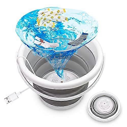 2022 Updated Version 24W Mini Washing Machine, Ultrasonic Portable Washing Machines USB Powered Foldable Laundry Tub by for Socks Underwear, Automatic