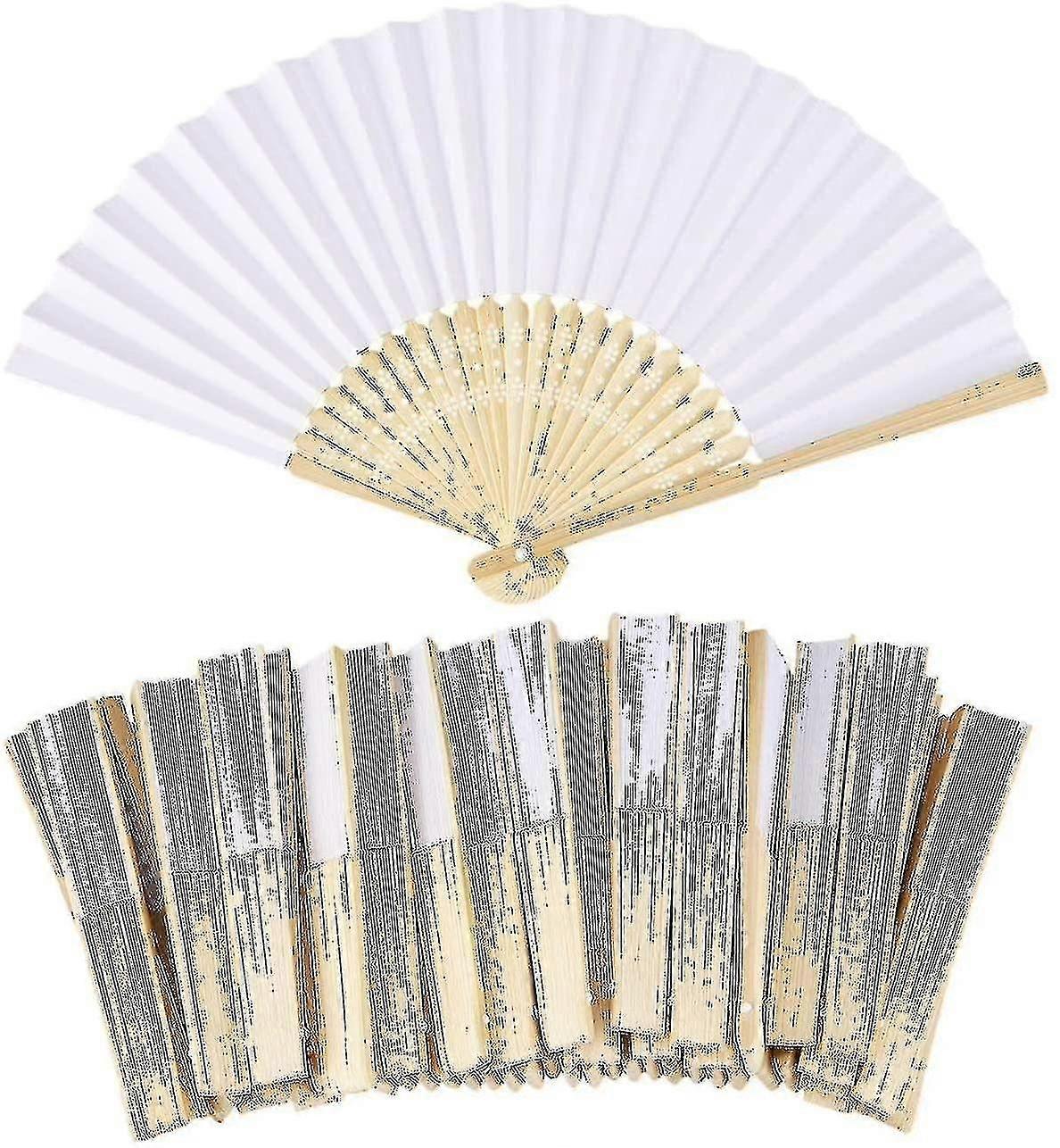 ペーパーハンドファン50個/ロットホワイトフォールディングエレガントなウェディングパーティーは21cm(ホワイト)アダルトユニセックスを支持します