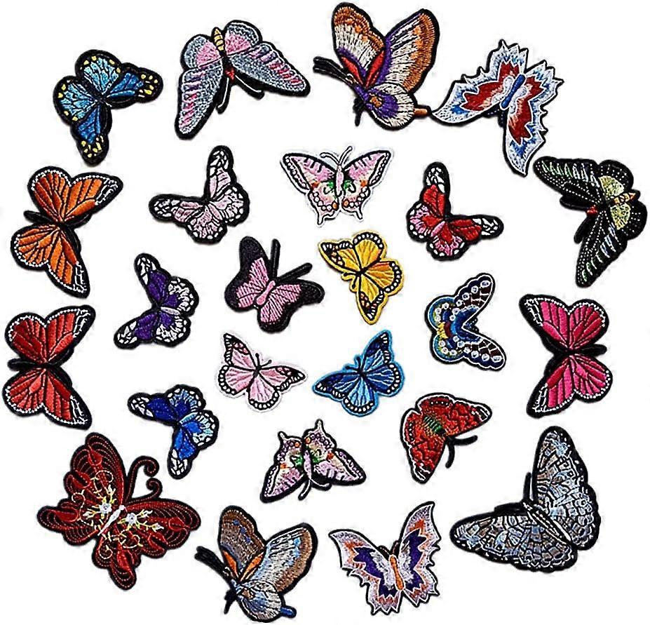 24 Pcs Butterflies Patches Multicolor Random mix Handmade Patch Assorted Ironing or Sew DIY for Clothes Jeans Bag Hat Shoes