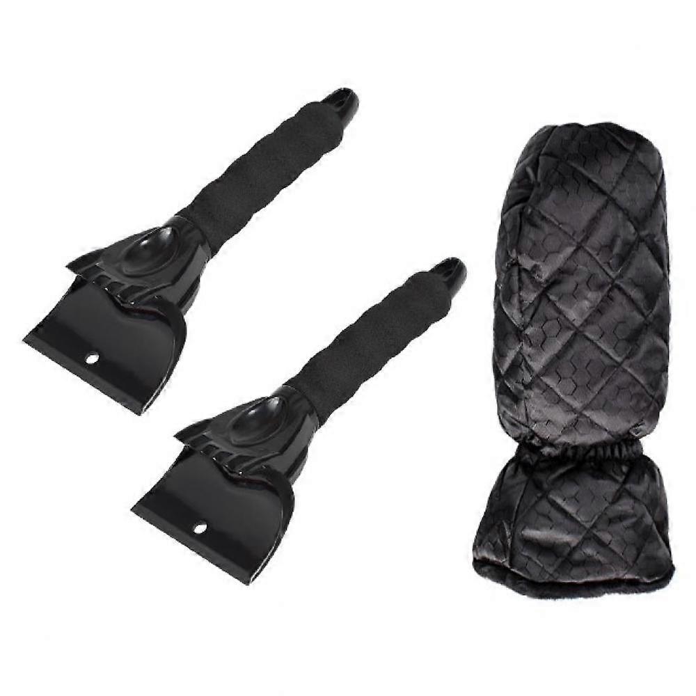 Black Car Ice Scraper,Wear Warm Gloves2pcs Ice Scraper Windshield Squeegee Winter Tool Car Scraper Frost Scraper Snow Scrapers Ice Scraper with Anti-S