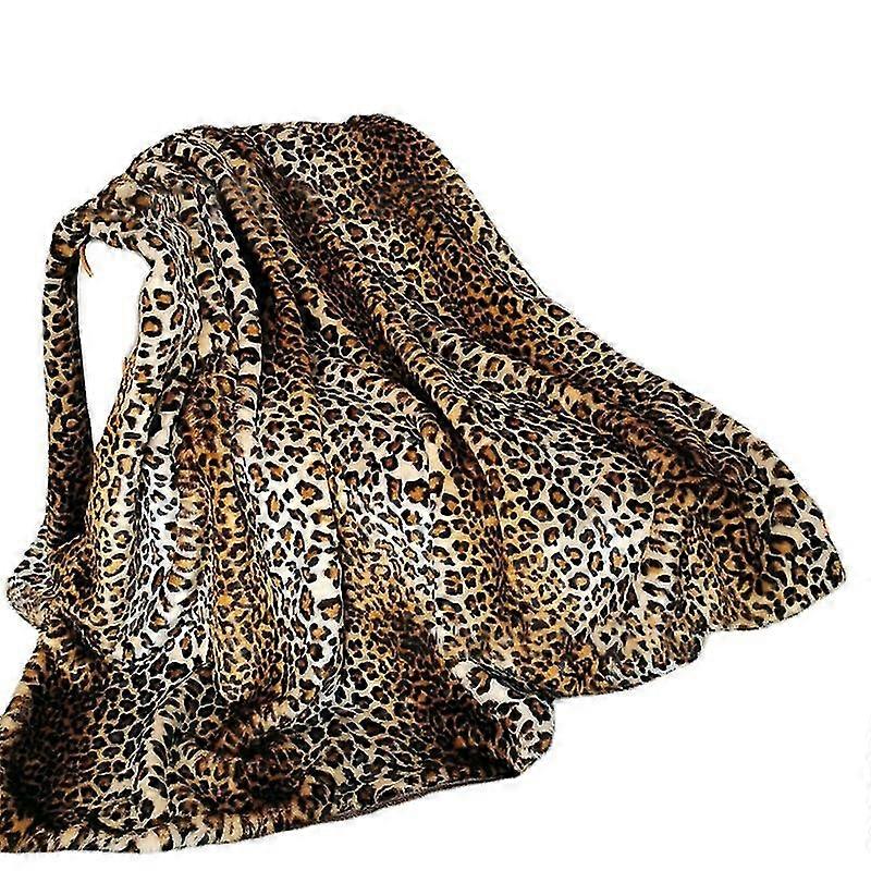 Faux Fur Throw Blanket Luxury Fluffy Leopard Printed Plush Blankets