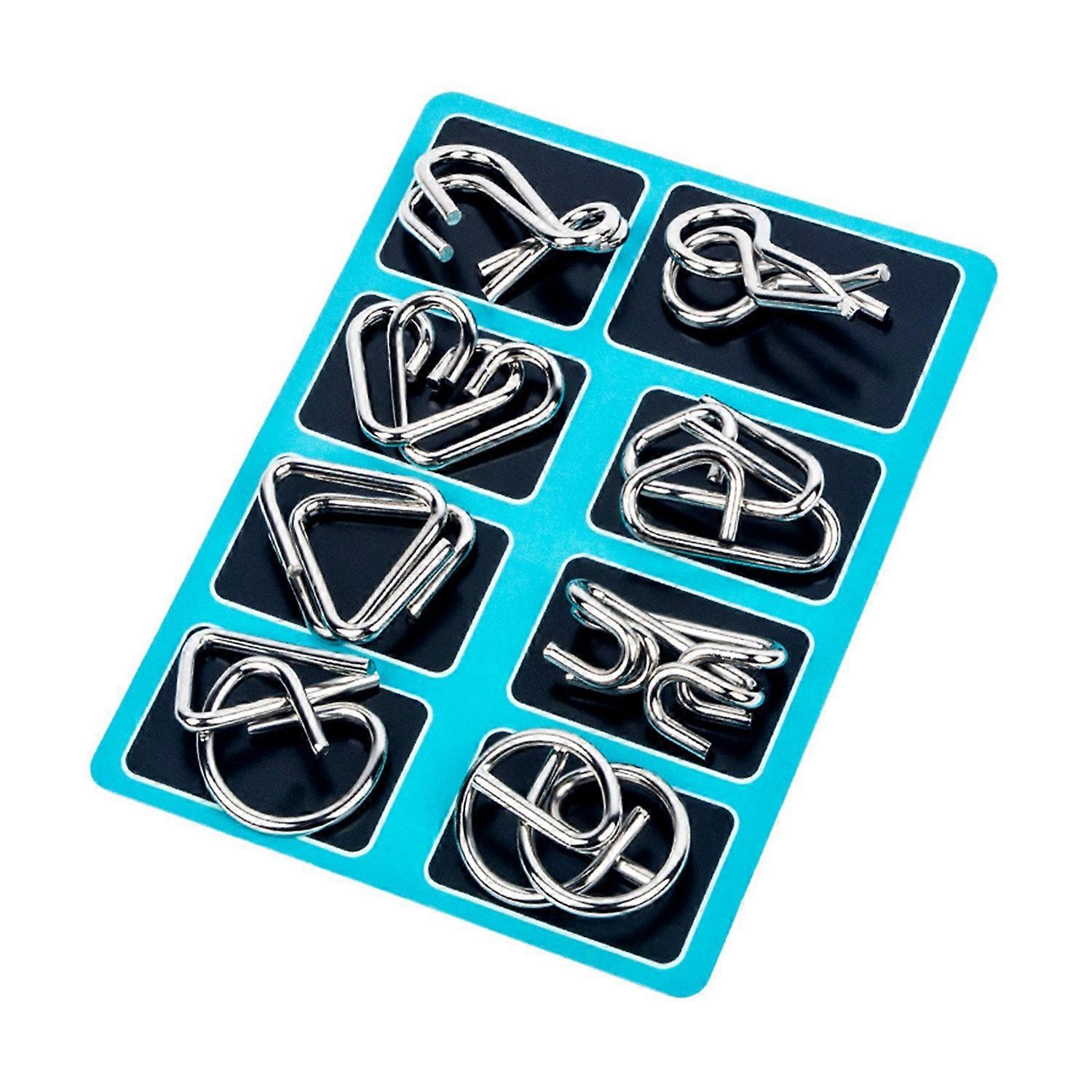 8Pcs/Set Metal Puzzle Ring Brain Teaser 3D Wire Puzzle Game Kids Adults Mind Logic IQ Test