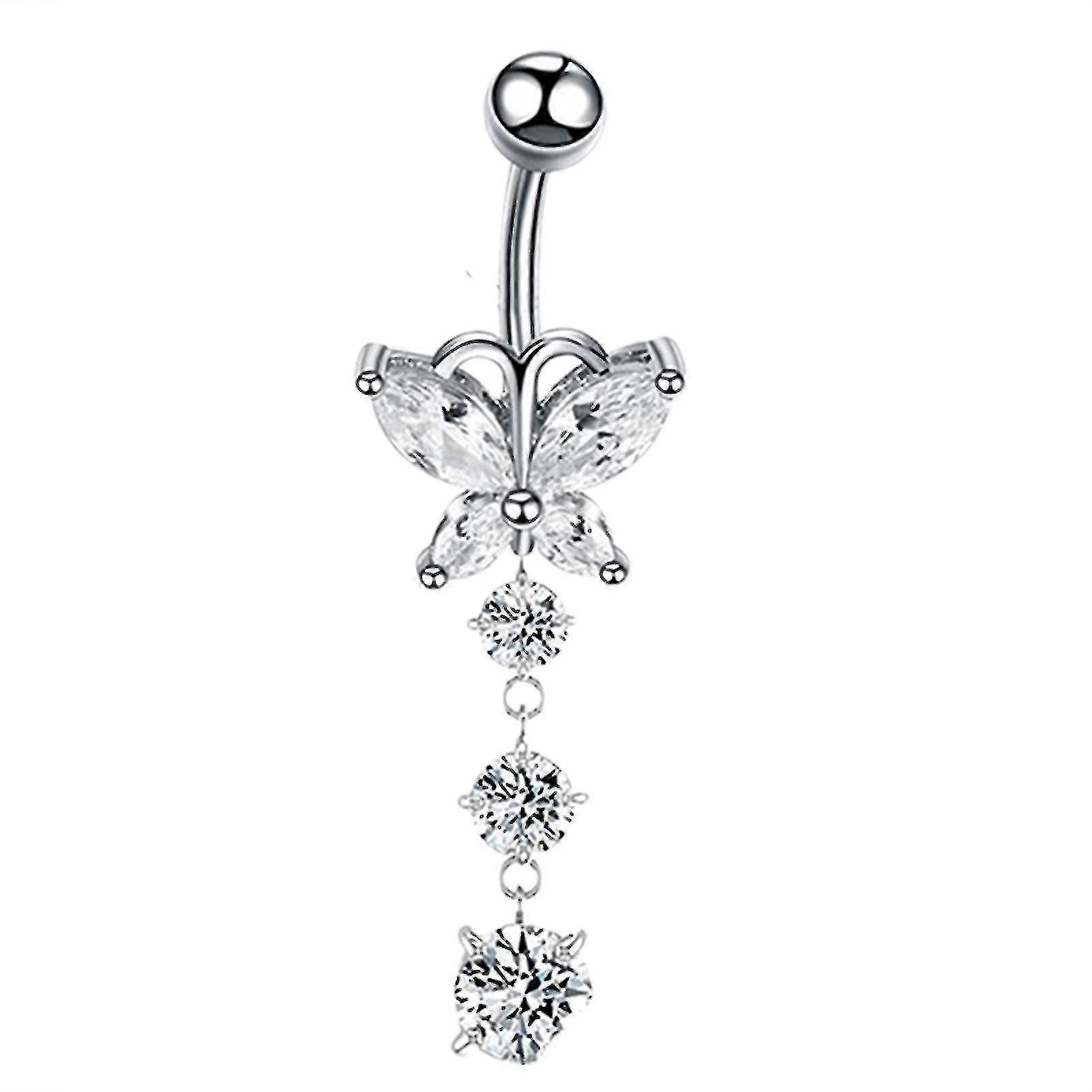 Rustfritt stål mageknapp ringer sommerfugl buet piercing dangle navle decorbebetter