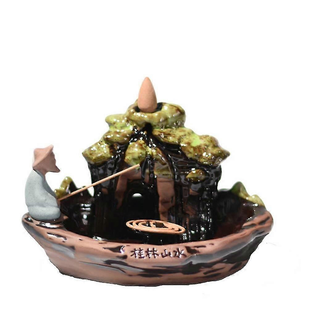 Backflow Incense Burner Holder  Cones Censer Ceramic Smoke Decor