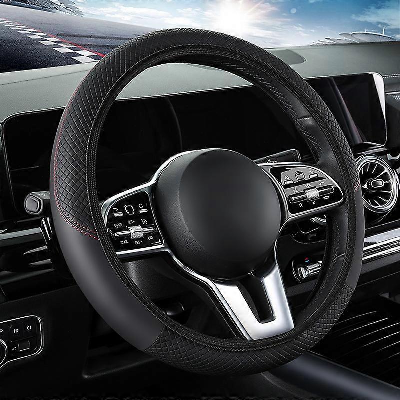 Multicolor Car Steering Wheel Cover, Elastic No Inner Ring faux Leather Embossed All-Season Universal Comfortable Non-Slip Steering Wheel Protector