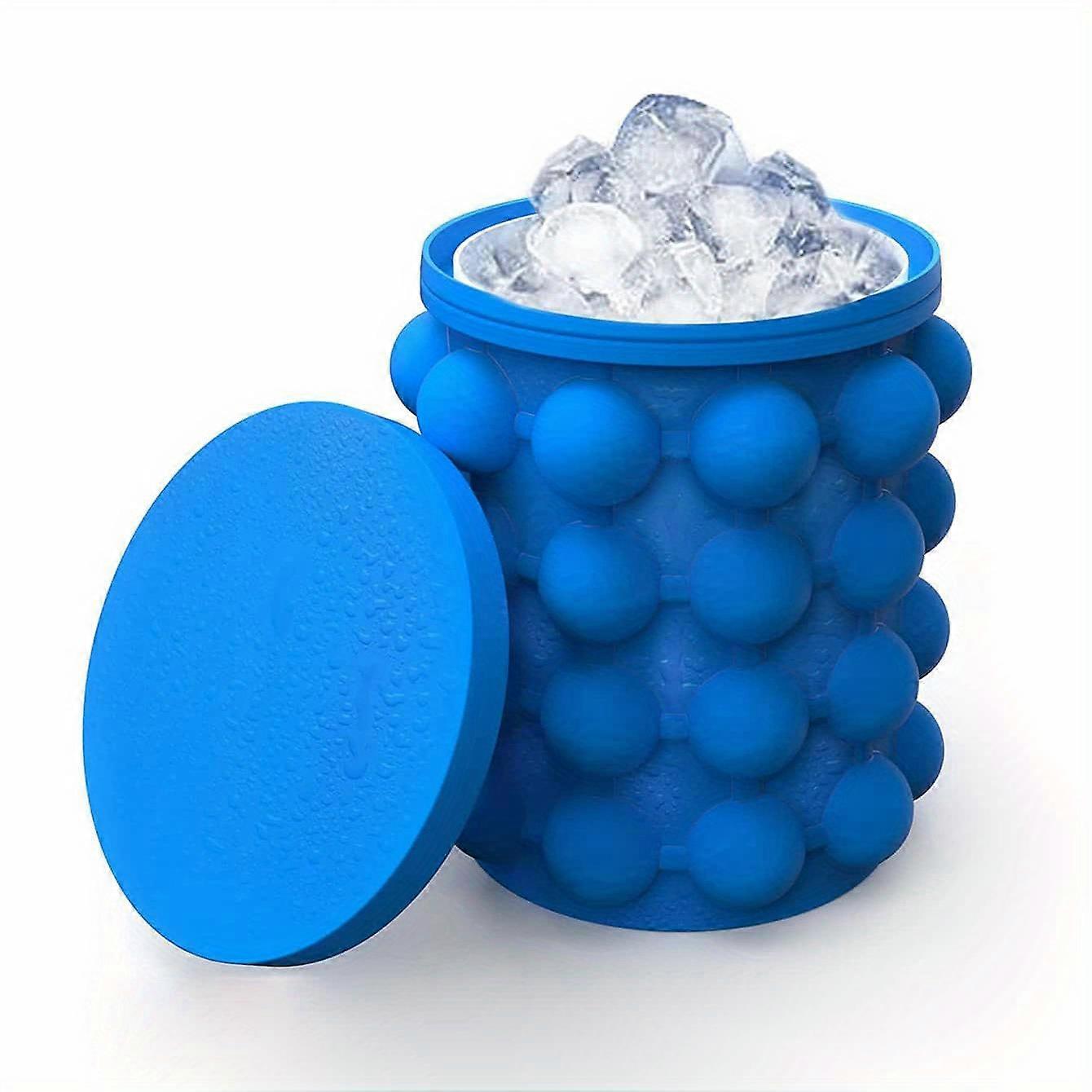 1pc Large Silicone Ice Cube Maker, Easy-Release Ice Mold Bucket, Magic Ice Cup For Home Use, Flexible Plastic, Blue