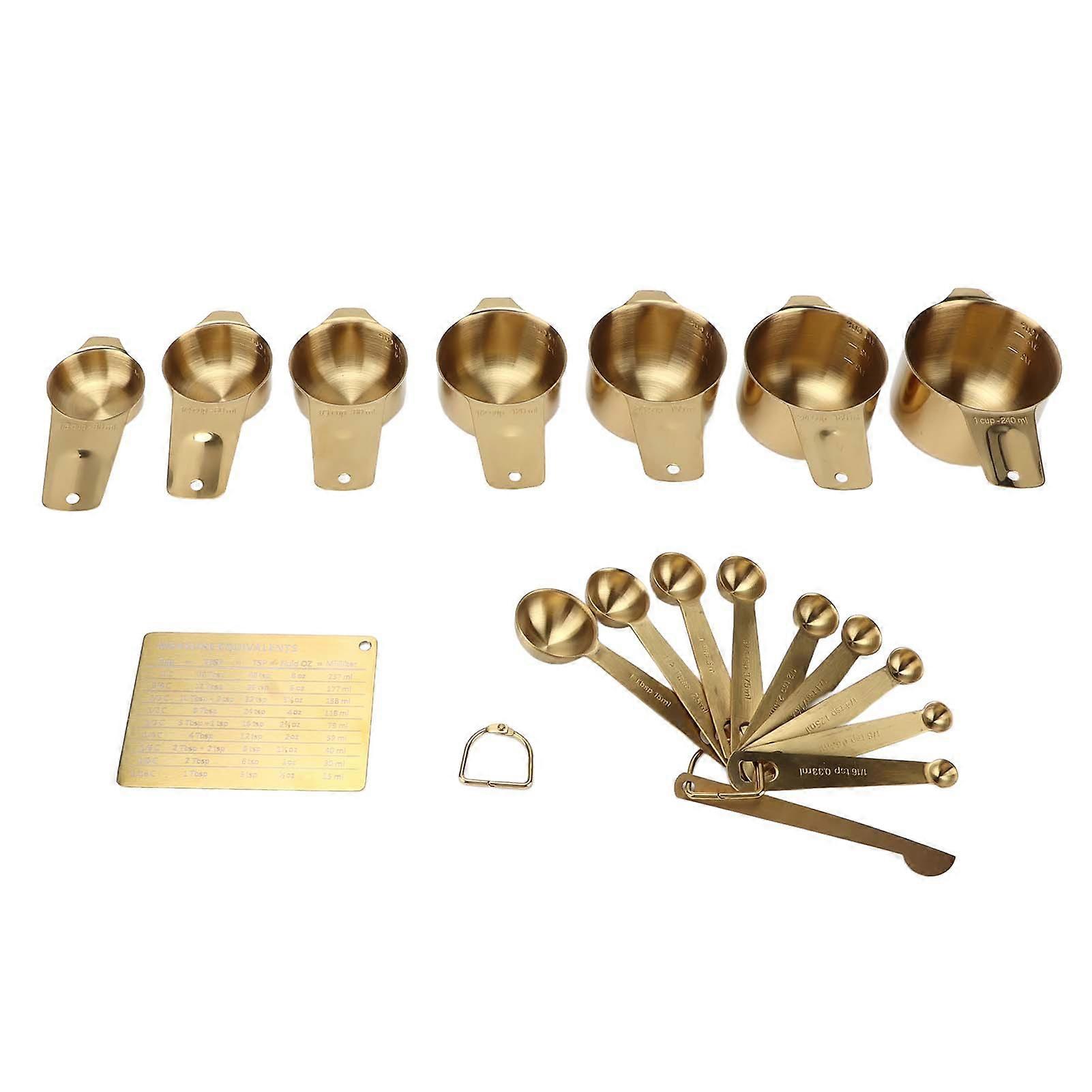 Stainless Steel Gold 18PC Measuring Cup Spoon Set for Baking Cooking