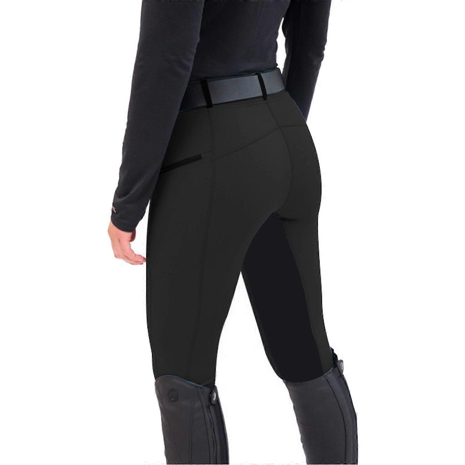 Calças Equestres para Mulheres - Calças Slim Fit com Costura Elástica - Calças Casuais com Faixas no Tornozelo
