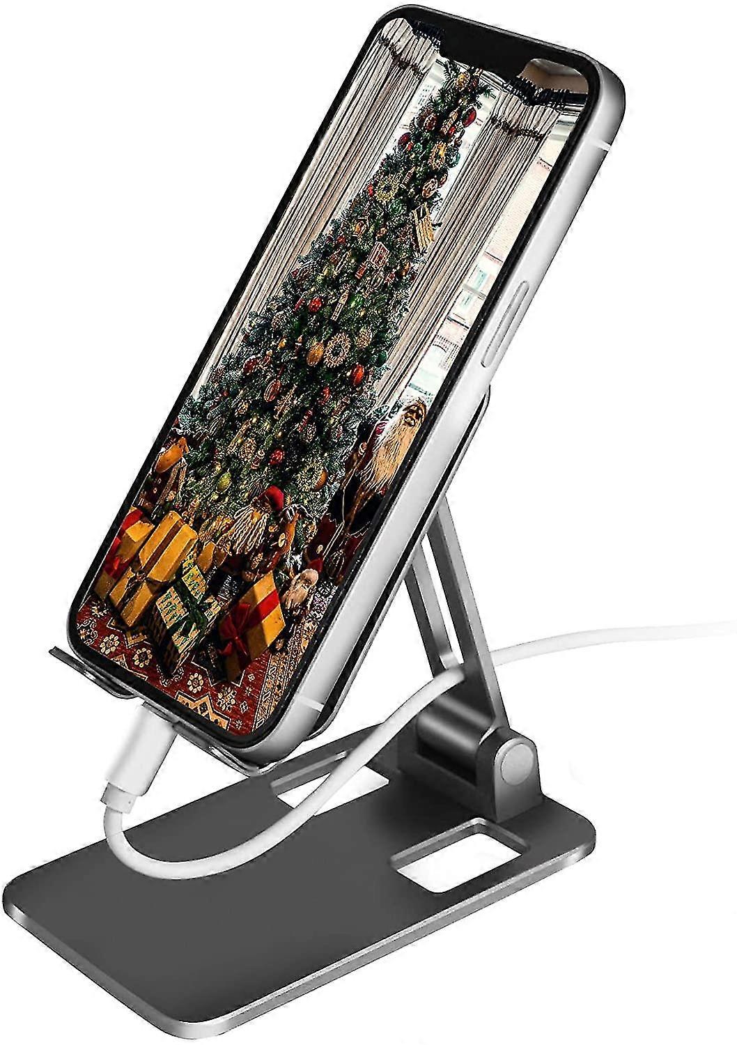 Doppio supporto pieghevole per cellulare, supporto per tablet, altezza regolabile e scrivania angolare Robusto supporto per telefono in metallo in alluminio per Iphone, iPad, telefono cellulare,