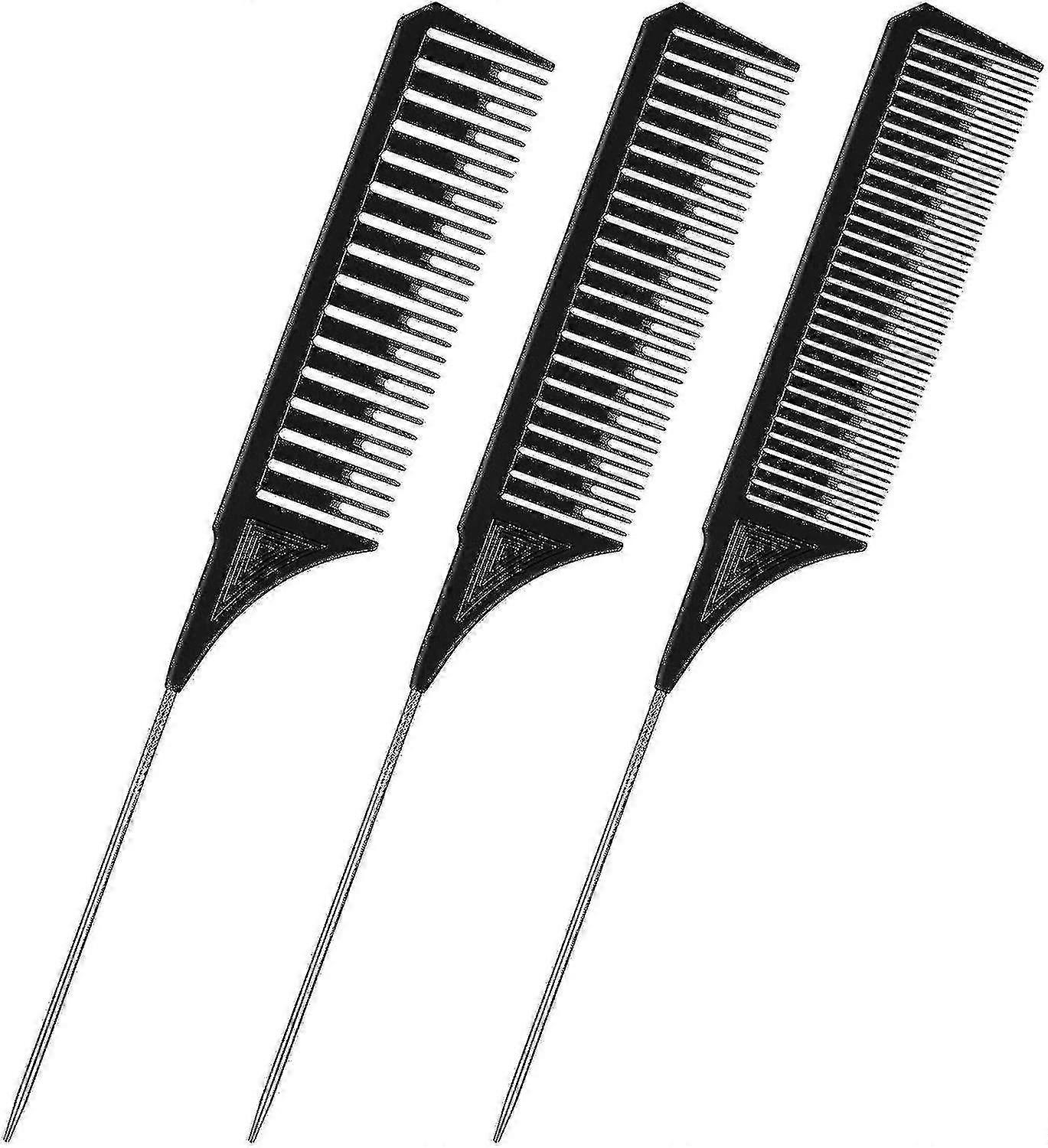 Set Of Highlighter Combs In Different Sizes - Hair Highlighter Comb With Metallic Zirconium (black)