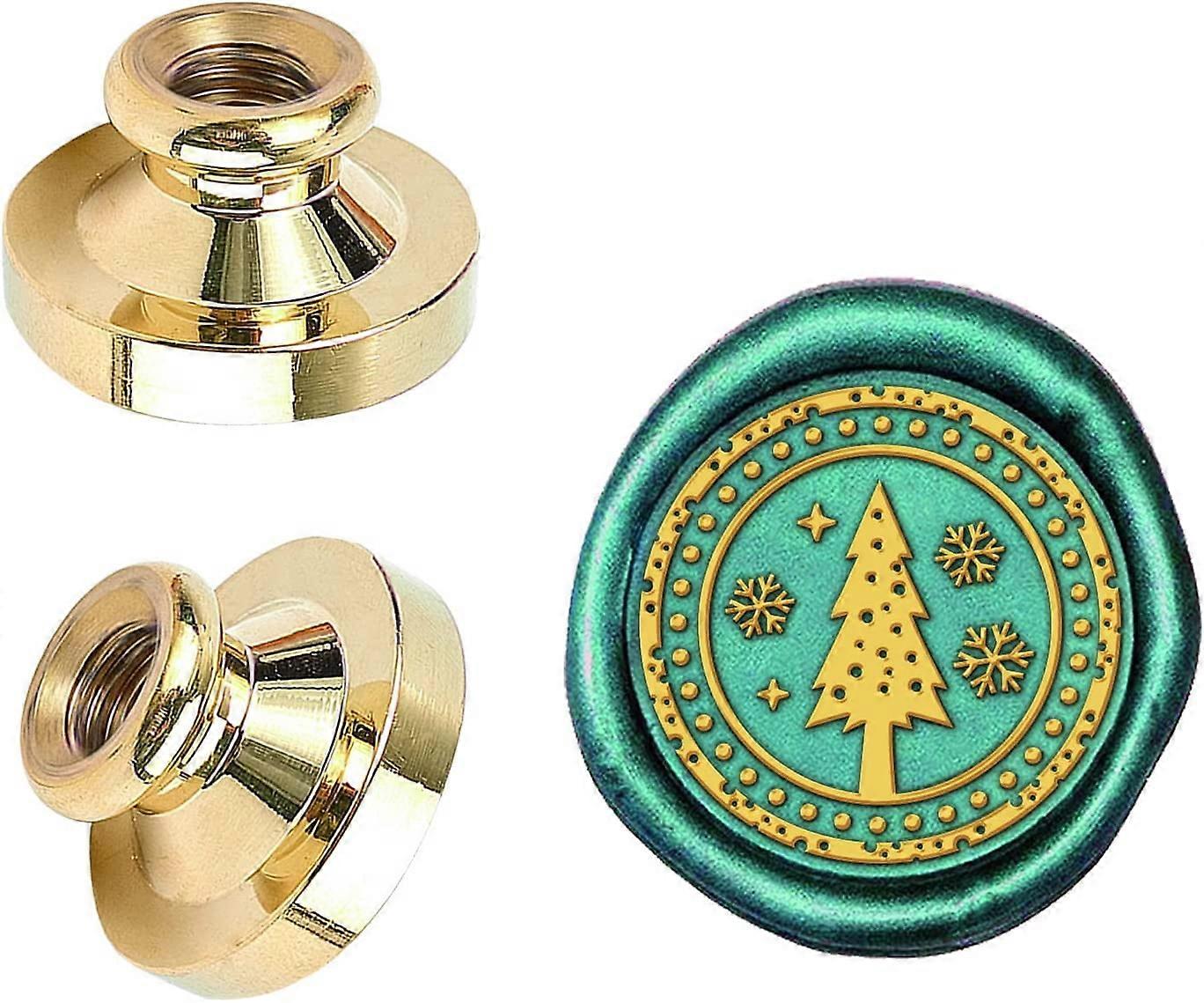 Wax Seal Stamp Head Christmas Tree Snowflake Pattern 0.98" Retro Brass Sealing Stamp Head Only for Party Invitation Envelope Sealing Greeting Card Gif