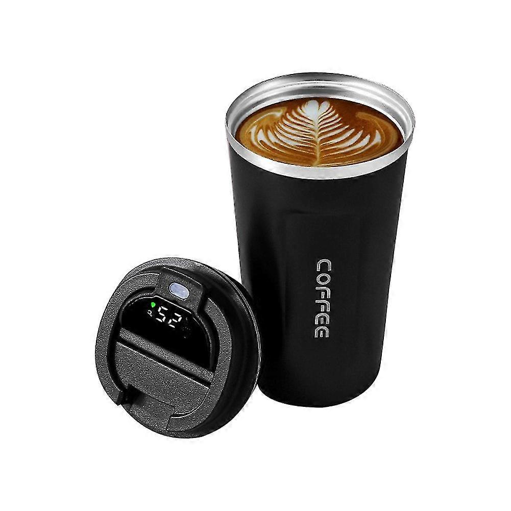 510ml Smart Bottle For Coffee Led Temperature Display Thermal Mug Insulated Tumbler Coffee Cup Black