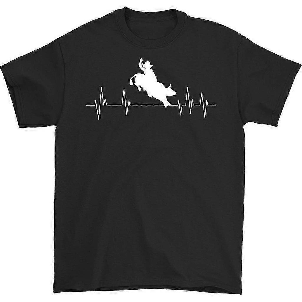  Bull Riding Heartbeat Crew Neck