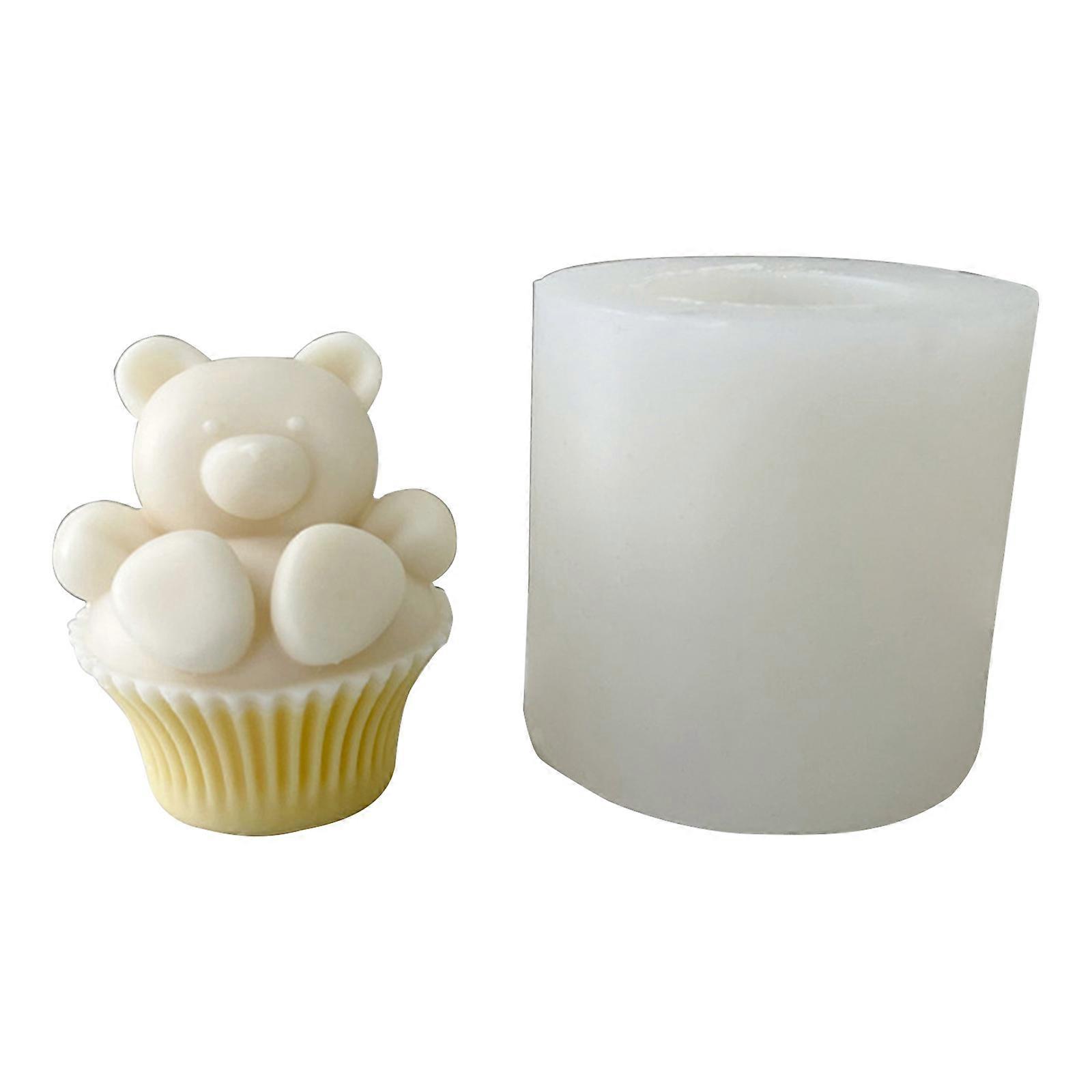 3D Silicone Muffin Cup Bear Candle Mold Projects Household Making Crafts
