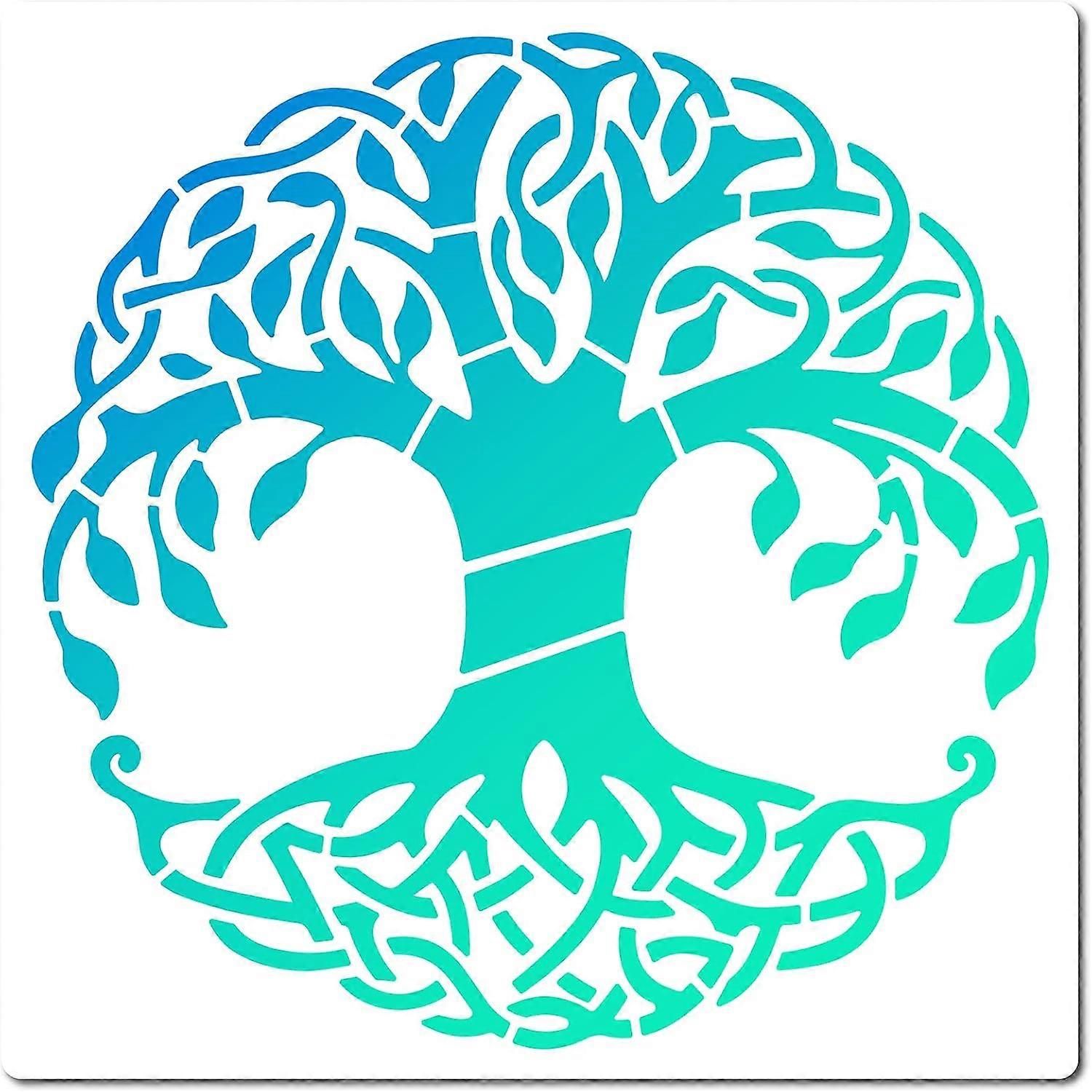 7 x 7 Tree of Life Stencils Hollow Out Tree Root Stencil Reusable Branch Natural Plants Drawing Template Square Sign Home Decoration for Painting Craf