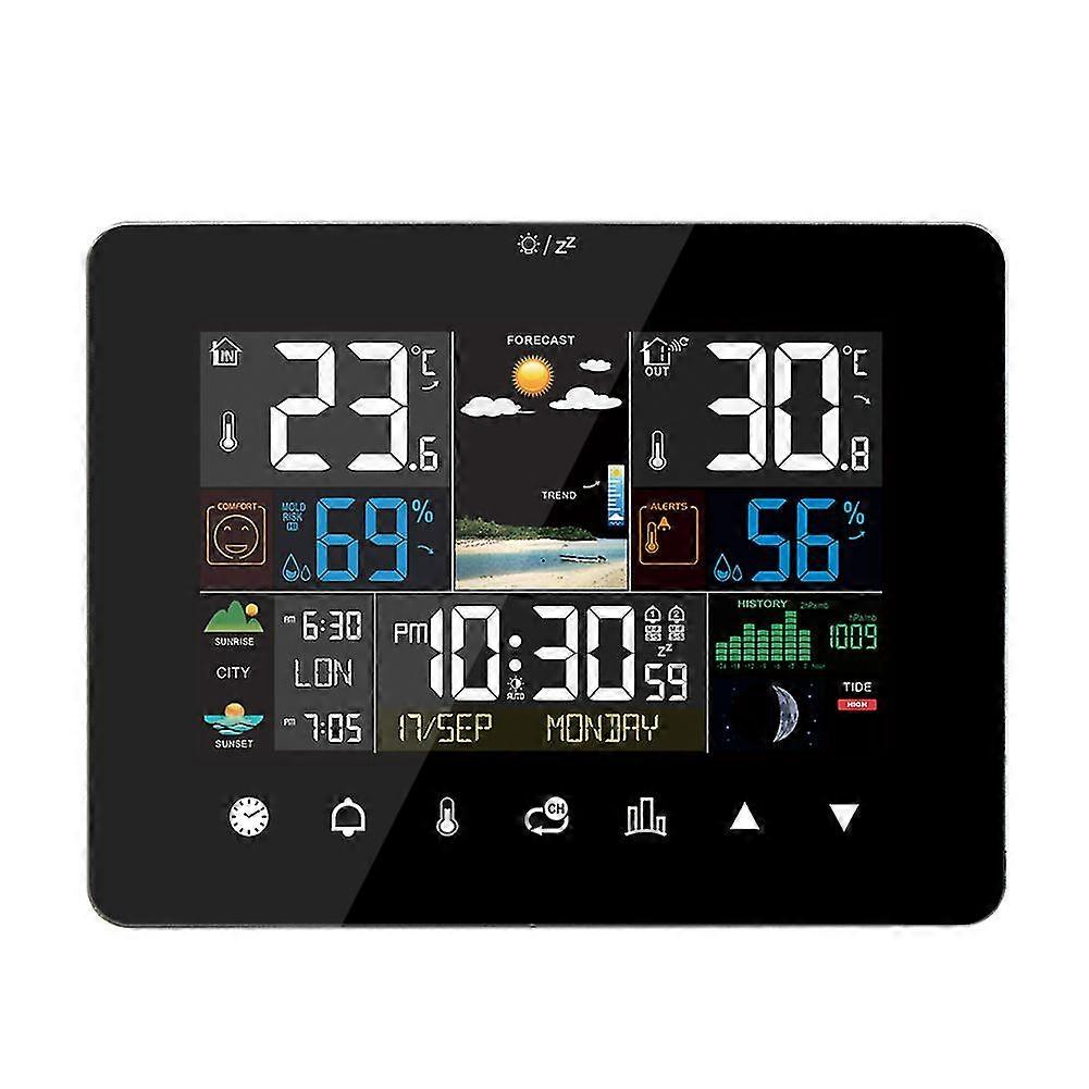 Wireless Home Weather Clock With Sensor Touch Screen Indoor Outdoor Thermometers Hygrometer For Room Garden