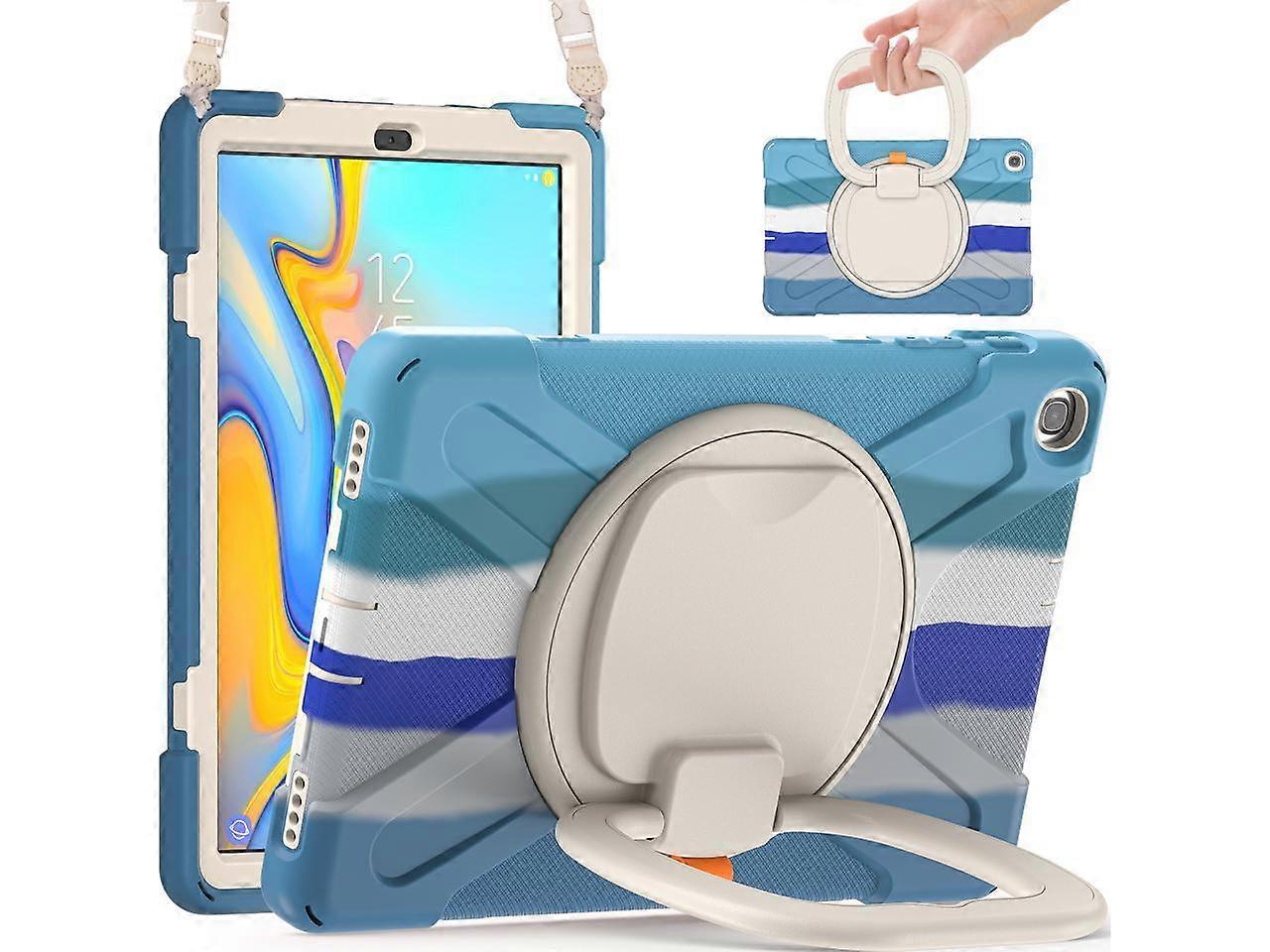 Samsung Galaxy Tab A 10.1 Case 2019 Model SM-T515 / SM-T510 / SM-T517 with Hand Strap, Heavy Duty Full-Body Rugged Protective Shockproof Cover with 36