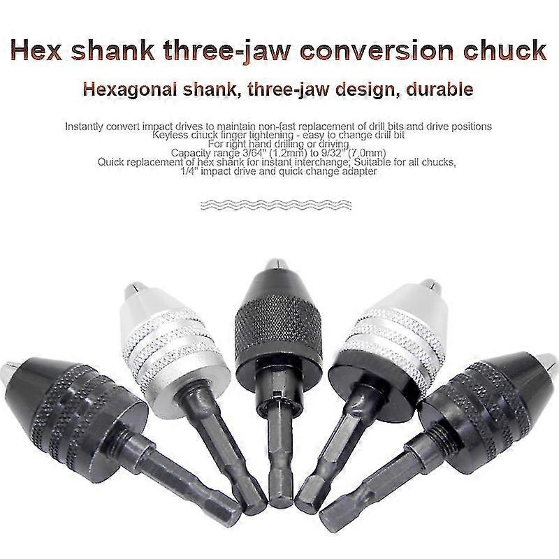 1/4 Inch Keyless Drill Bit Chuck Quick Change Adapter Converter Hex Shank