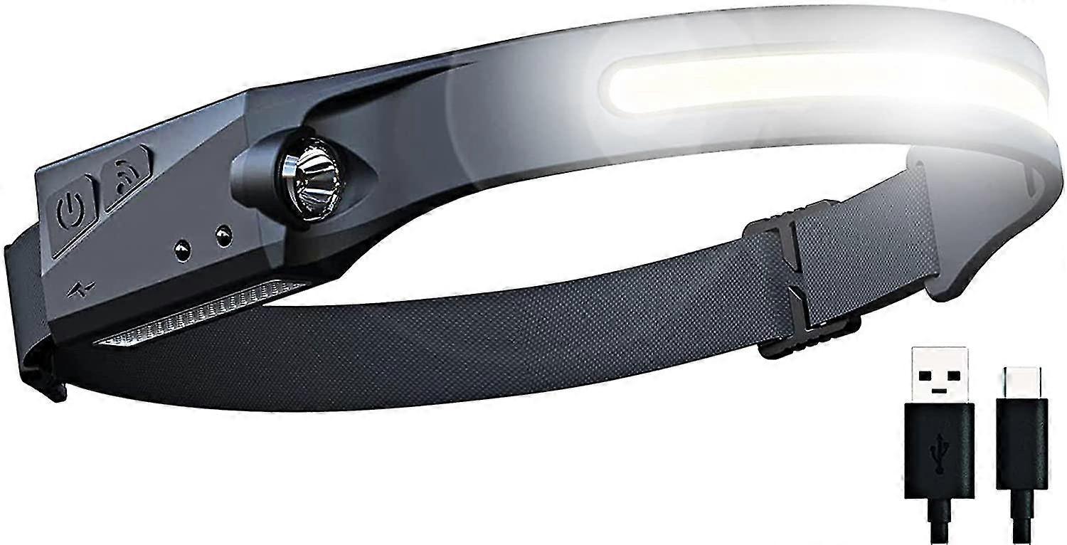 Led Headlamp With All Perspectives Induction 230 Illumination, 350 Lumens, Lightweight Head Lights, Weatherproof Type C Rechargeable Head Lamp For Run