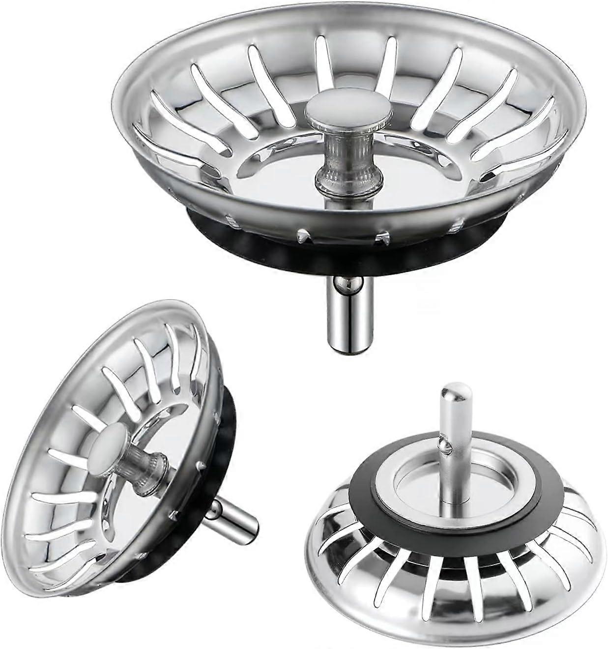 Kitchen Sink Filter Plug, Universal Kitchen Sink Filter (Dia: 79mm), Sink Strainer Plug with 20 Slots, Compatible as Blanco 125590 (3 Packs)