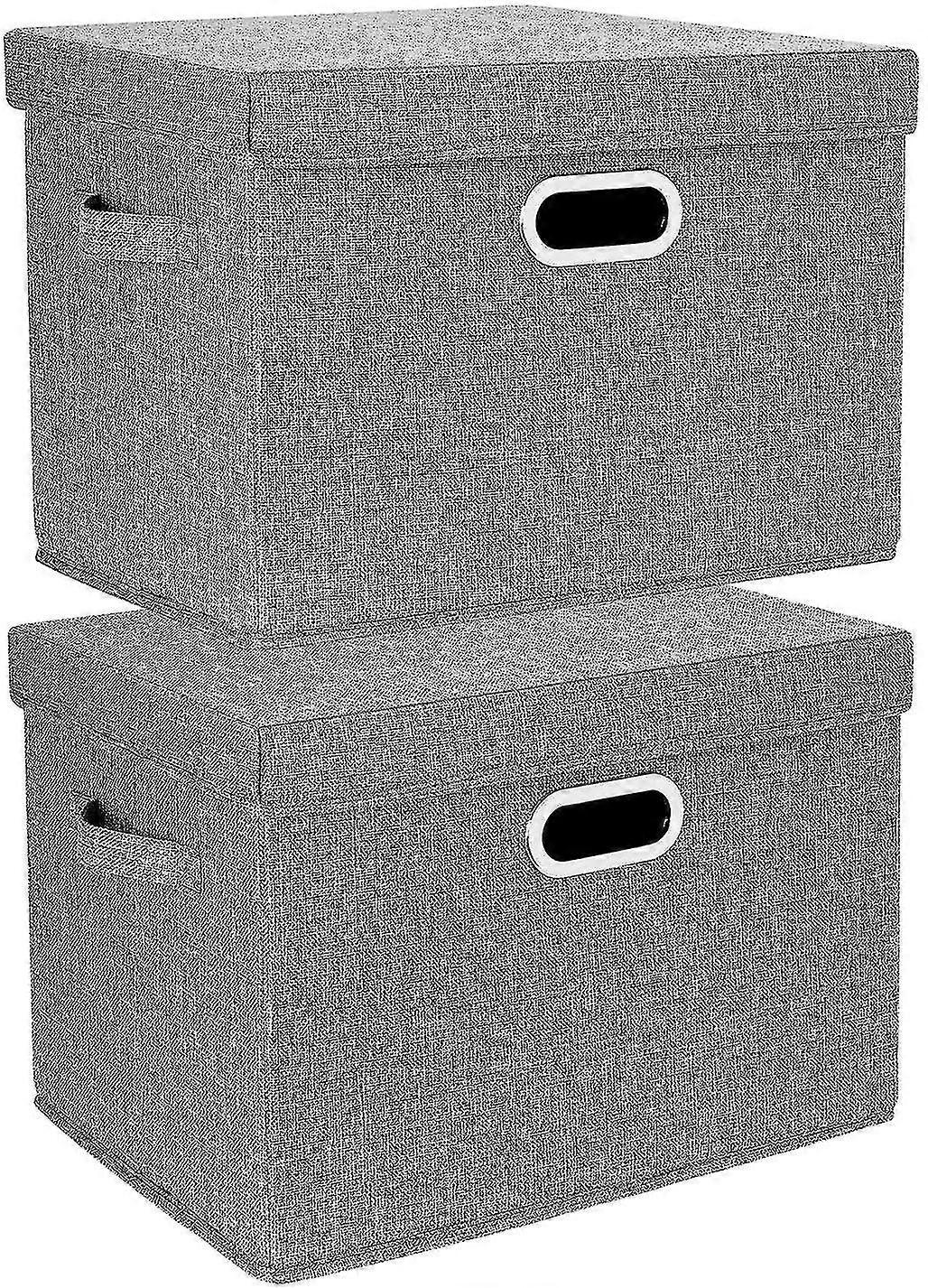 Pack Of 2 Large Storage Box With Lid Handle, Foldable Storage Boxes