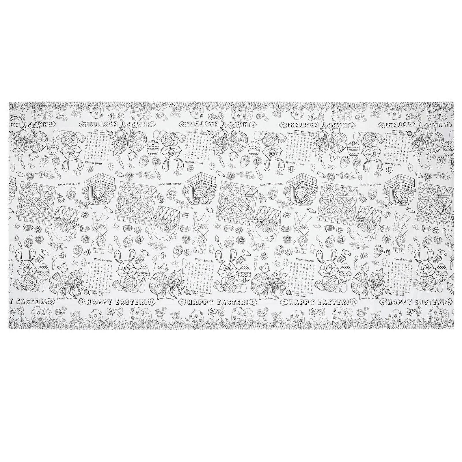 Easter Coloring Tablecloth Happy Easter Rectangle Paper Table Cloth Easter Holiday Party Decor