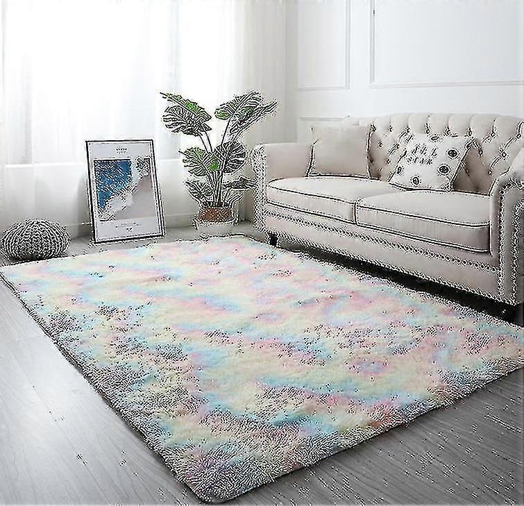 Rectangle Shaped Tie-Dye Pattern Plush Anti-Slip And Soft Carpets