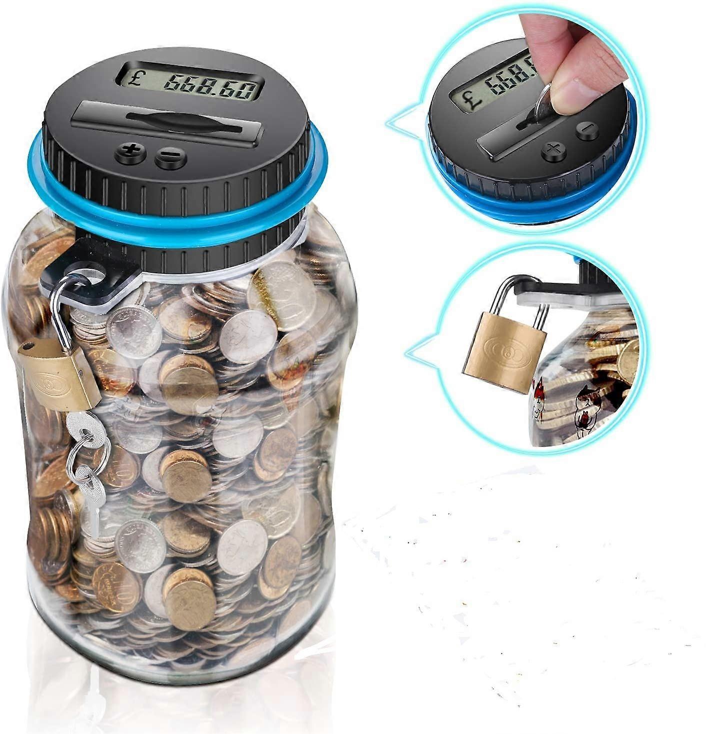 Electronic Digital Counting Coin Bank Money Saving Box Jar Bank