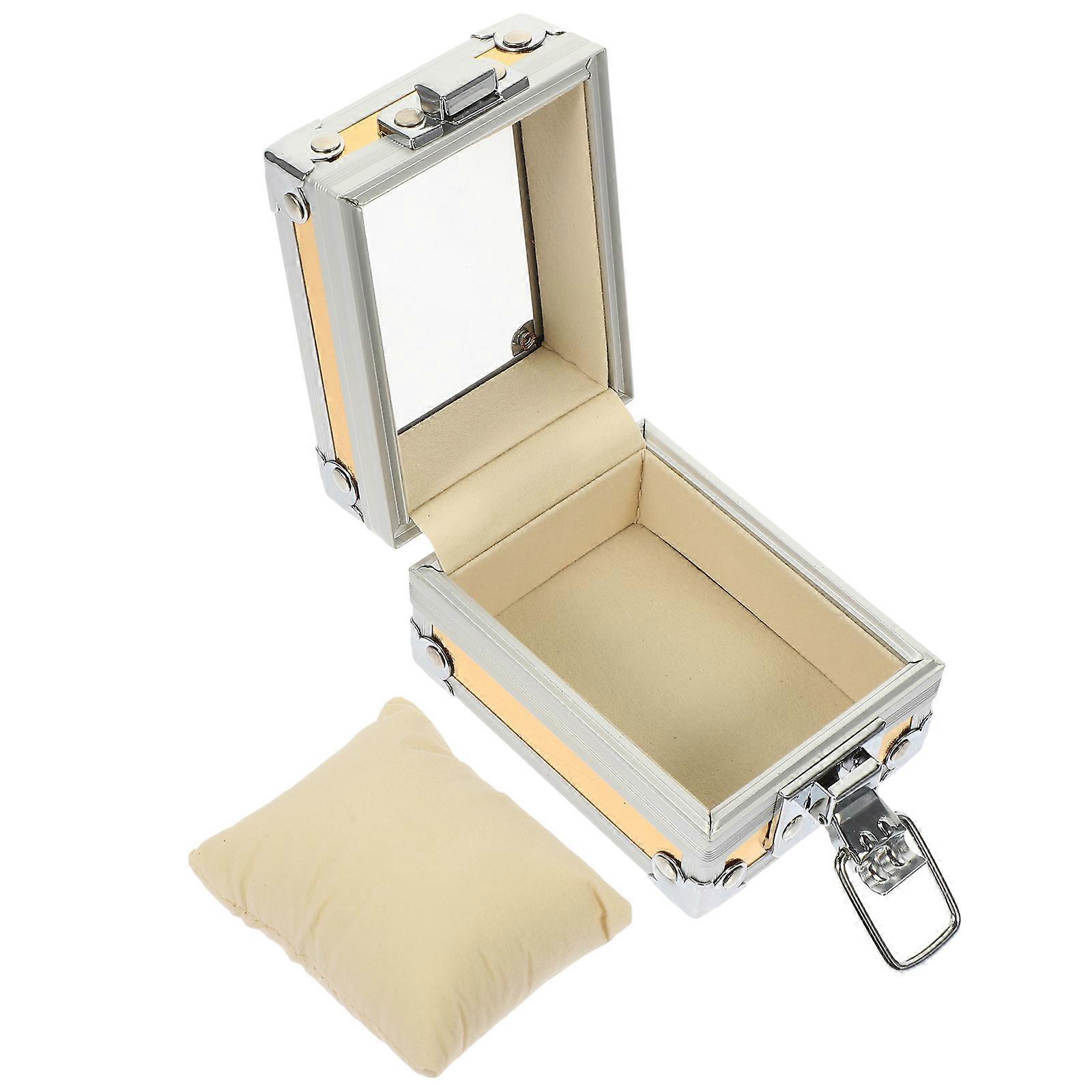 Single Grid Wrist Watch Box Stainless Steel Watch Box Case with Clear Lid