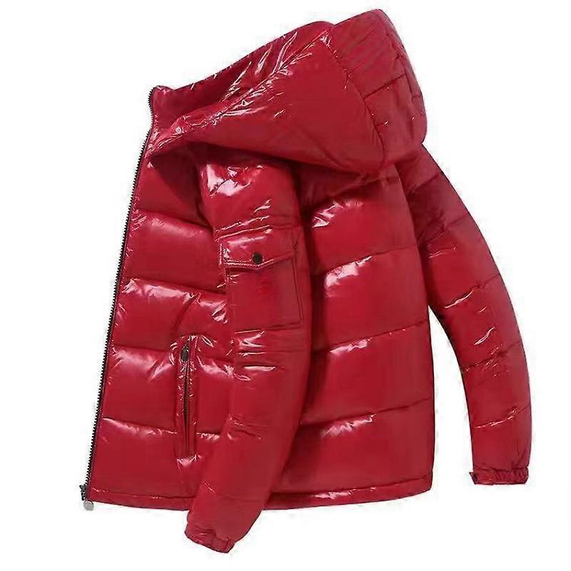 Shiny Down Jacket Men's Winter Jacket Stand Collar Down Jacket With Hood