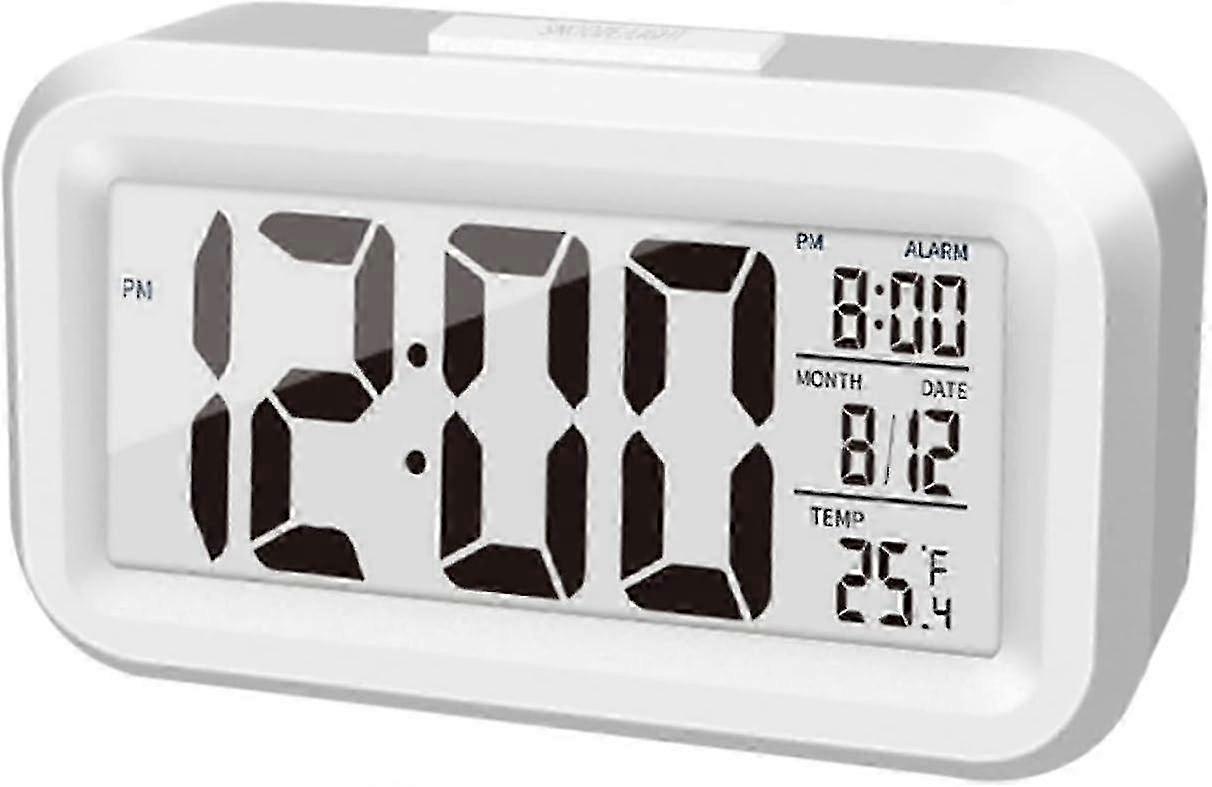 Digital Alarm Clock,LED Display with Temperature Larger Lound Light Control Portable Snooze Calendar Brightness for Everyone